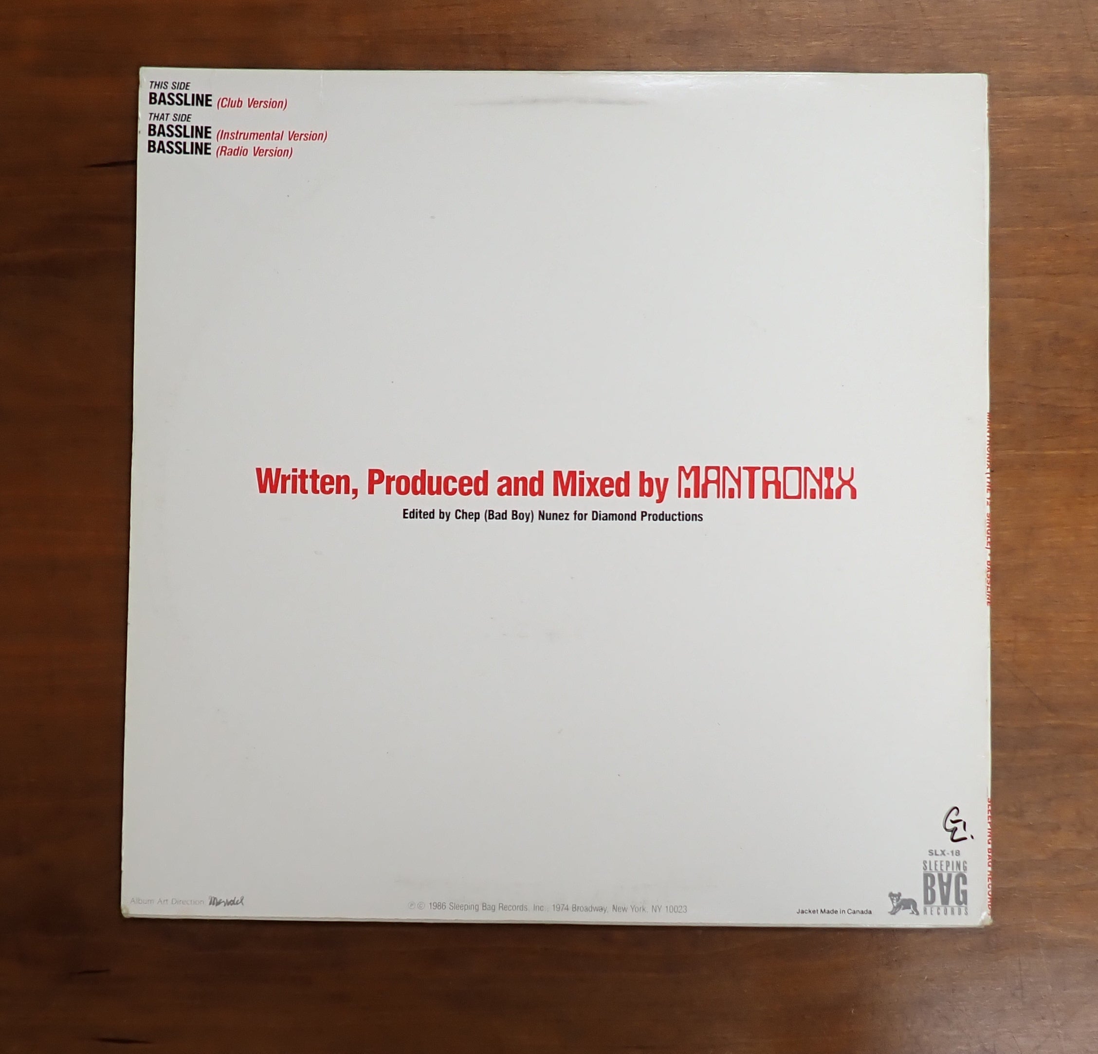 Mantronix - Bassline The 12" Single