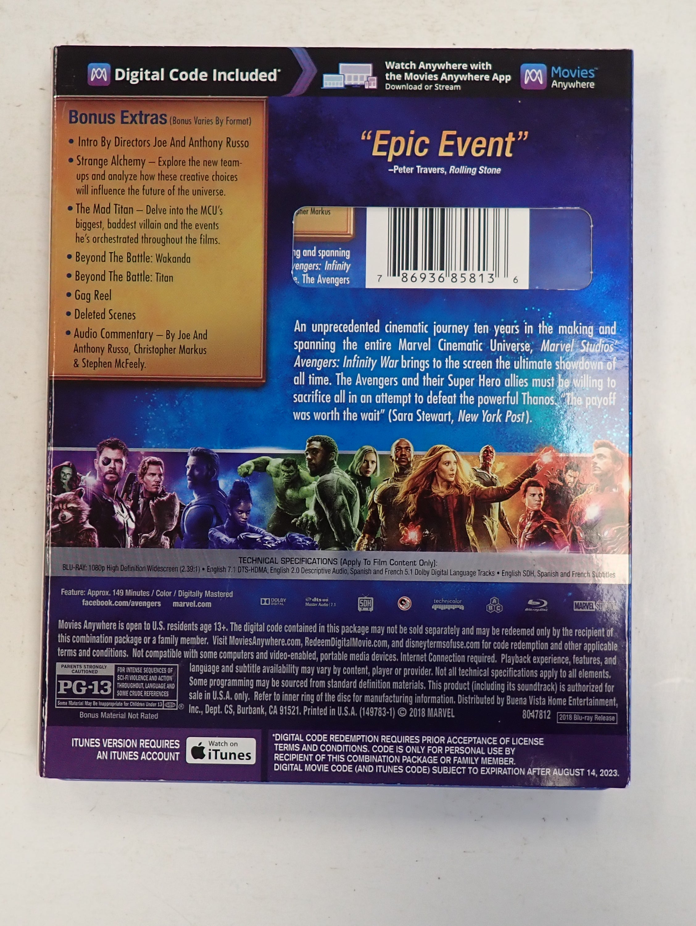 Avengers Infinity War - Blu-ray