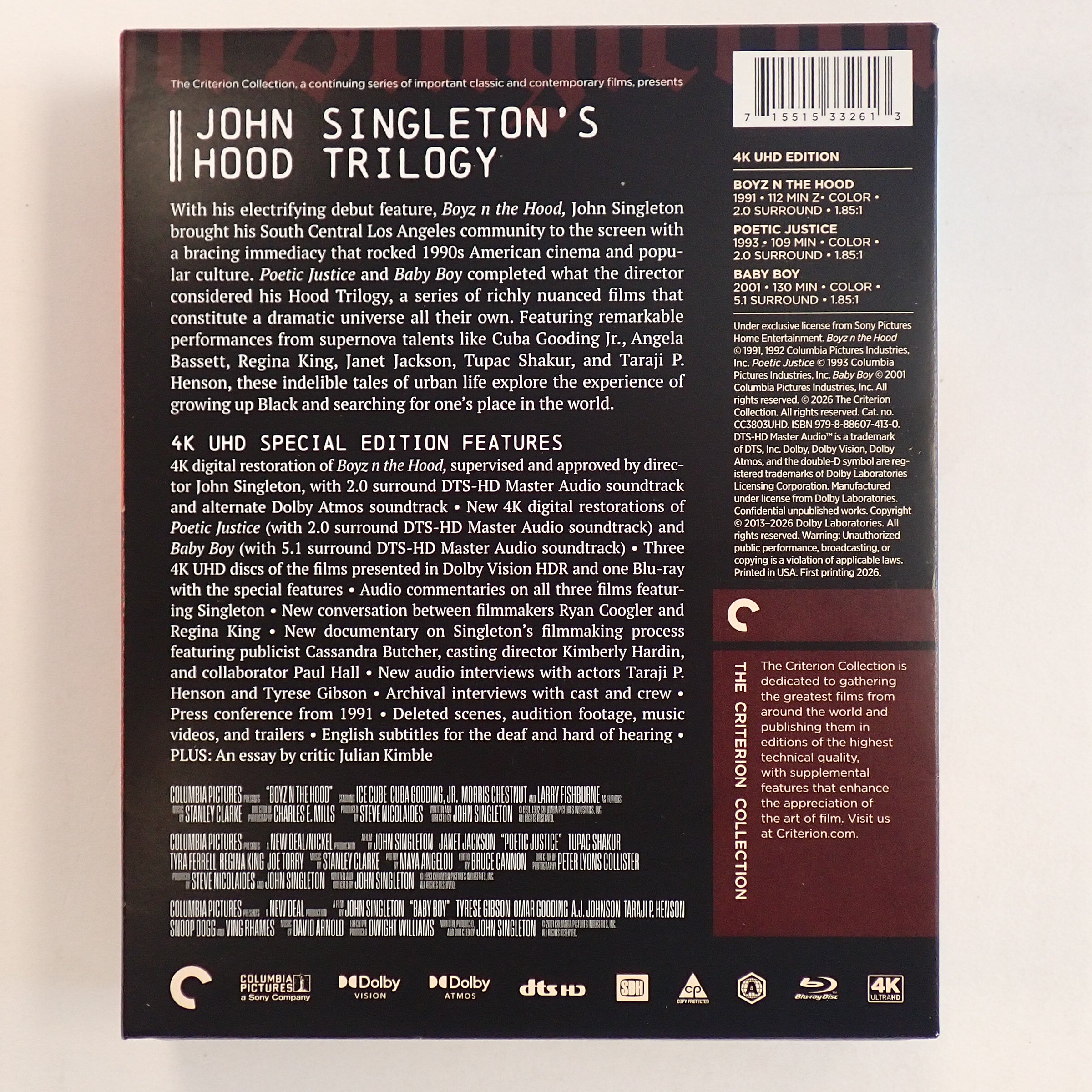 John Singleton Hood Trilogy (The Criterion Collection) - Blu-Ray [Pre-Owned]