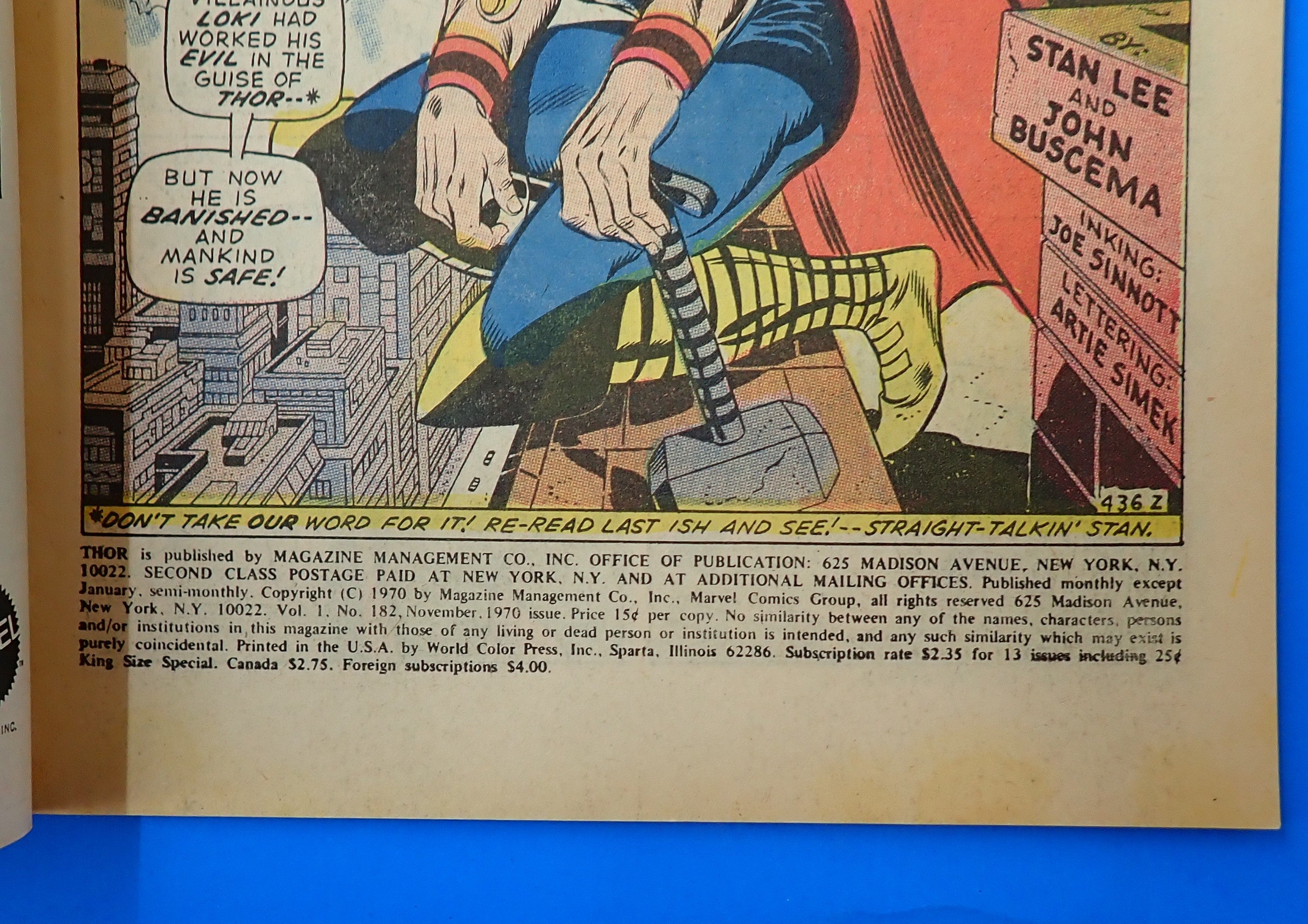 Thor #182 (1970) - VG+/FN (4.5-5.0) - Doctor Doom Cover
