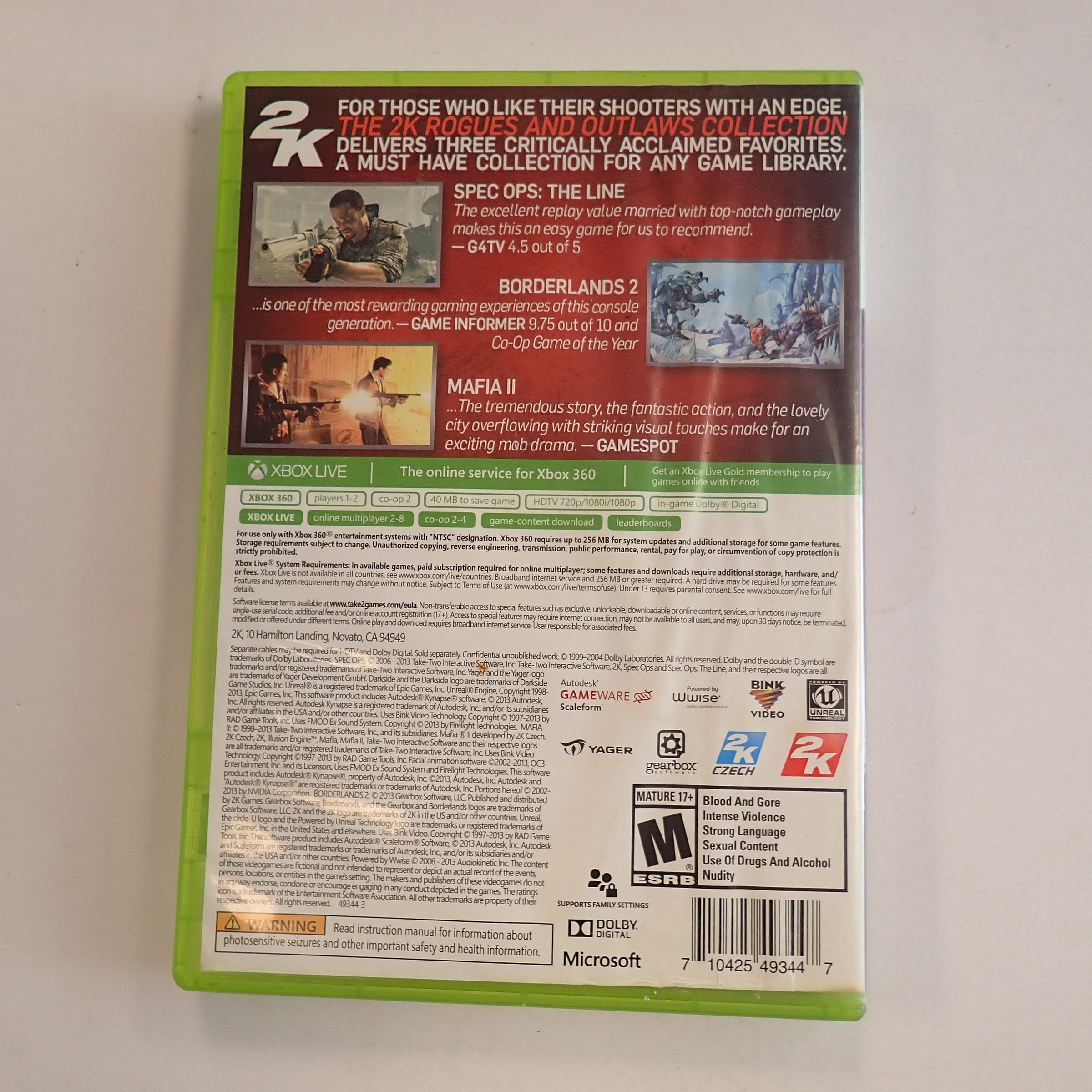 2K Rogues and Outlaws Collection (Spec Ops  The Line/Borderlands 2/Mafia II) [Pre-Owned]
