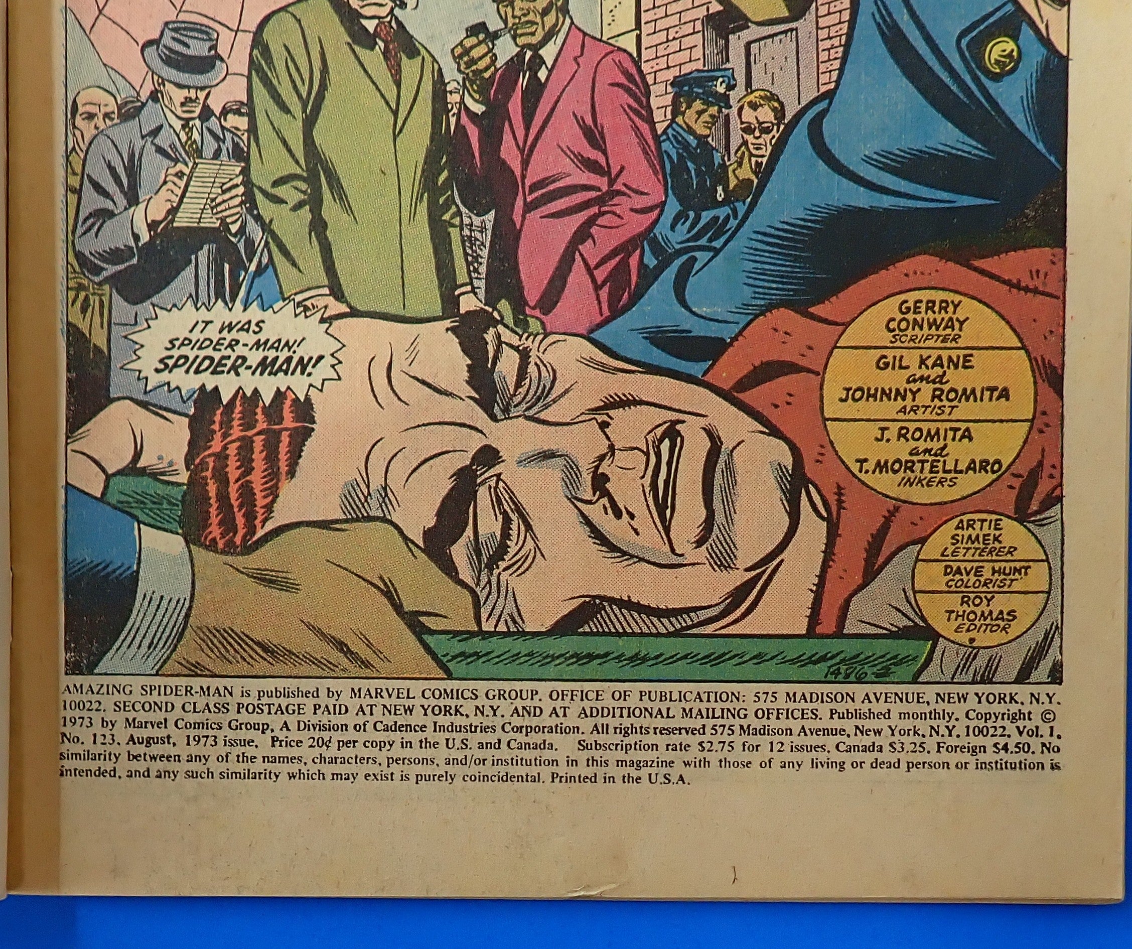 Amazing Spider-Man #123 (1973) - FN/FN+ (6.0-6.5) - Funeral of Gwen Stacy