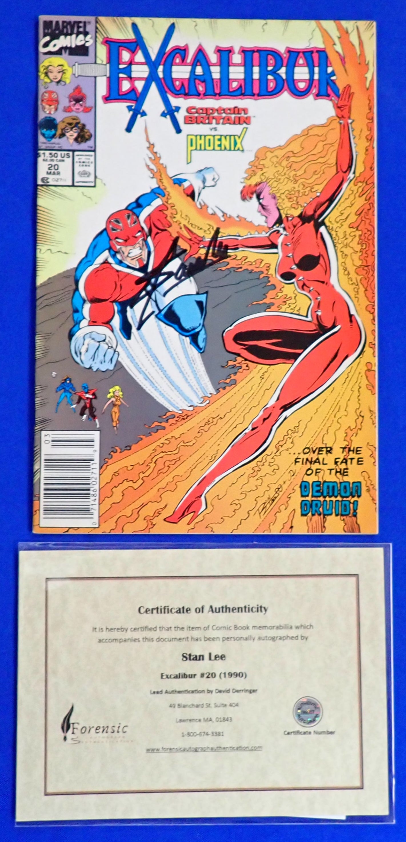 Excalibur #20 (1990) - FN/VF (7.0) SIGNED by Stan Lee - COA Included