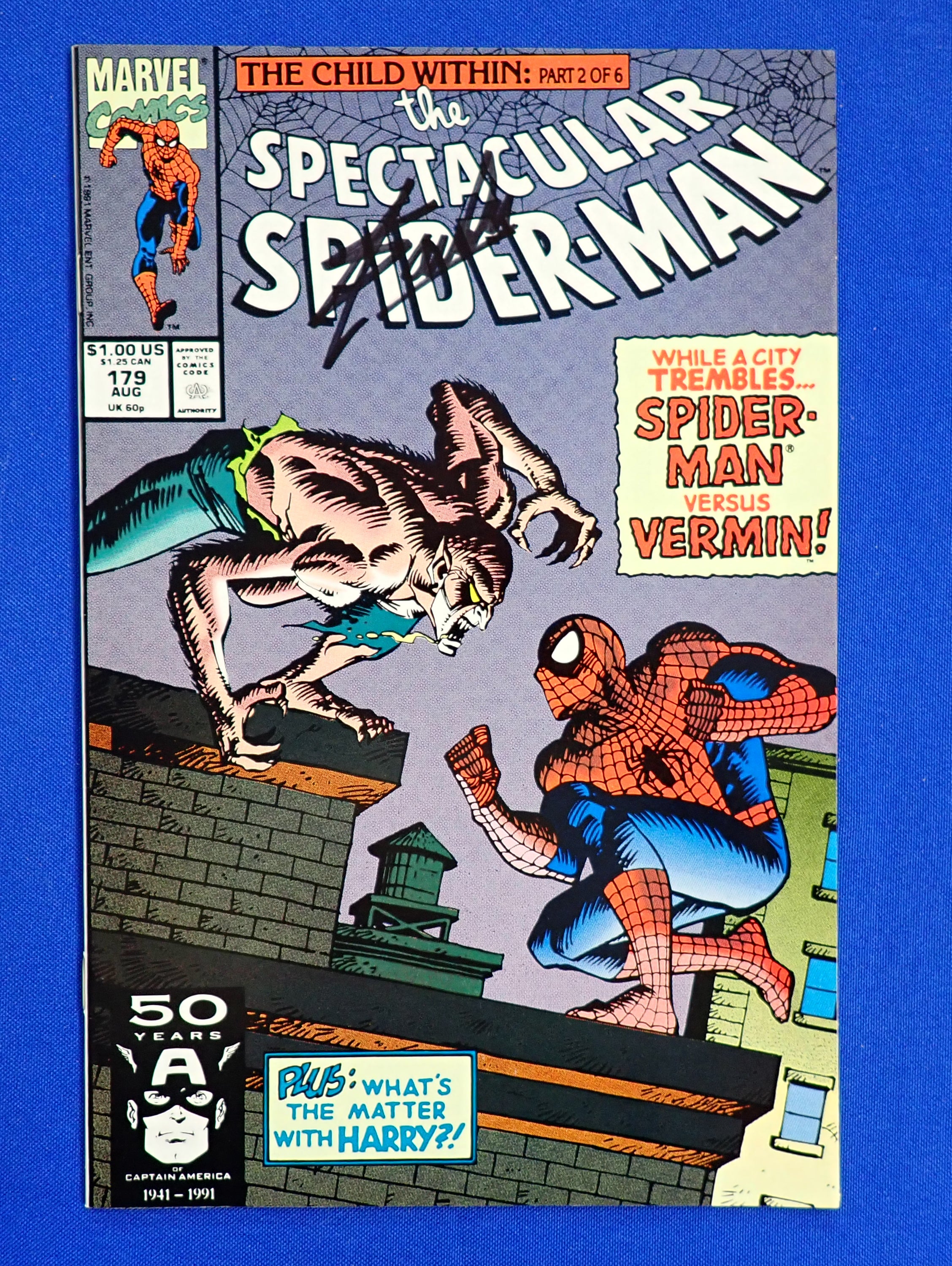 Spectacular Spider-Man #179 - SIGNED by Stan Lee - NM (9.4) w/ COA