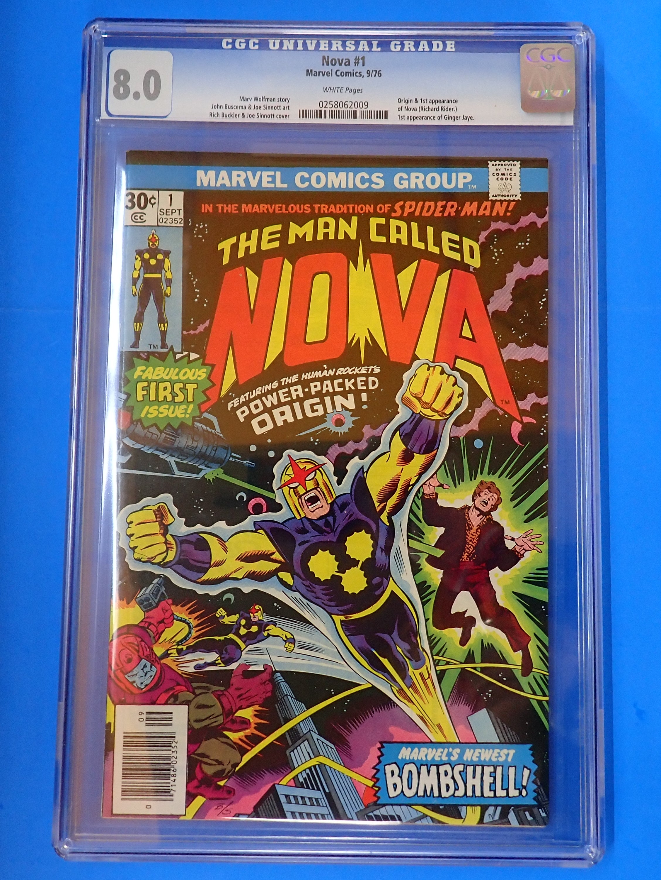 Nova #1 (1976) - CGC 8.0 - 1st App. & Origin Nova (Richard Rider)