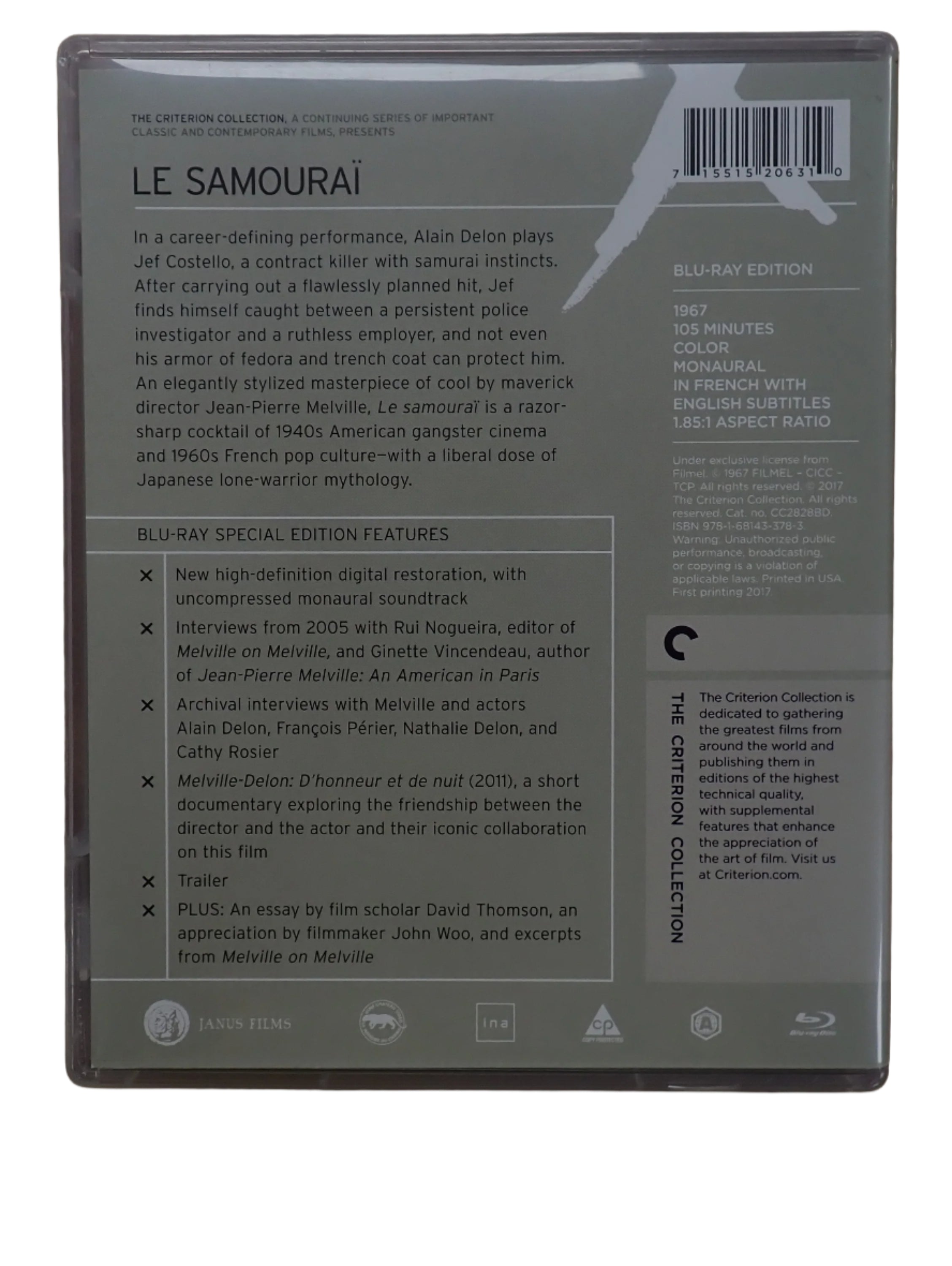 Le Samourai Criterion Collection - Blu-Ray