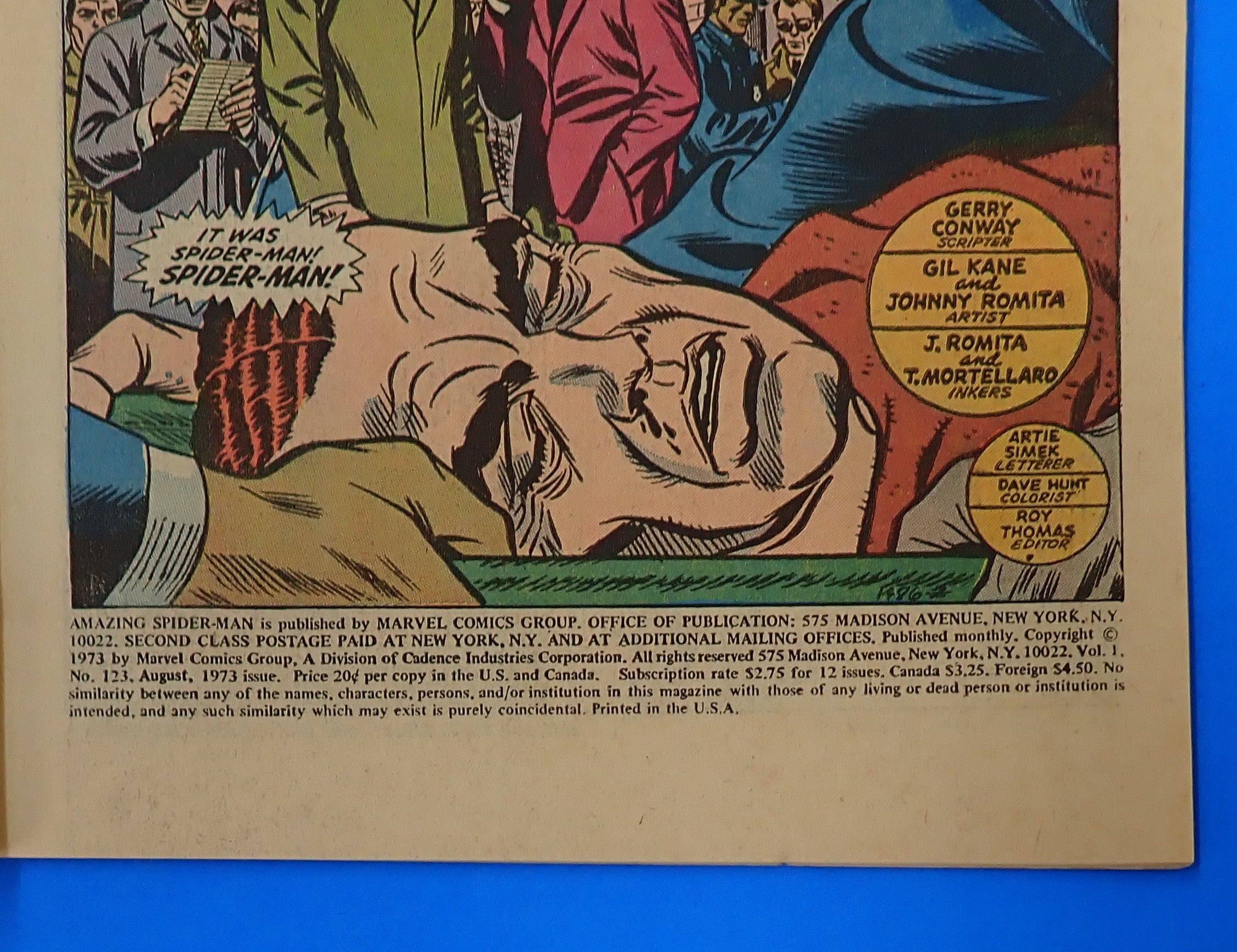 Amazing Spider-Man #123 (1973) - FN- (5.5) - Gwen Stacy Funeral
