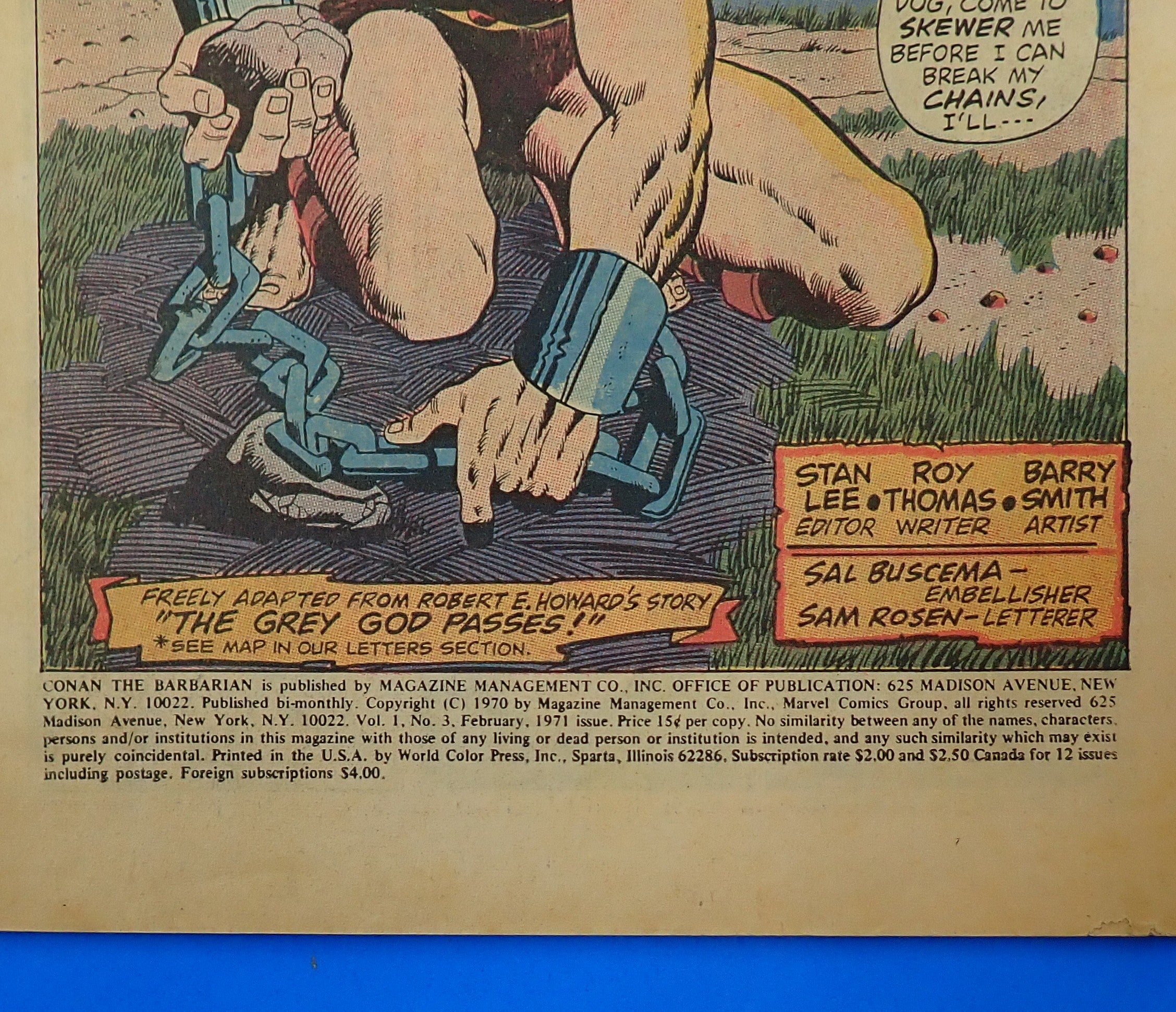 Conan the Barbarian #3 (1971) - GD+ (2.5) - 1st App. Borri the Grey God