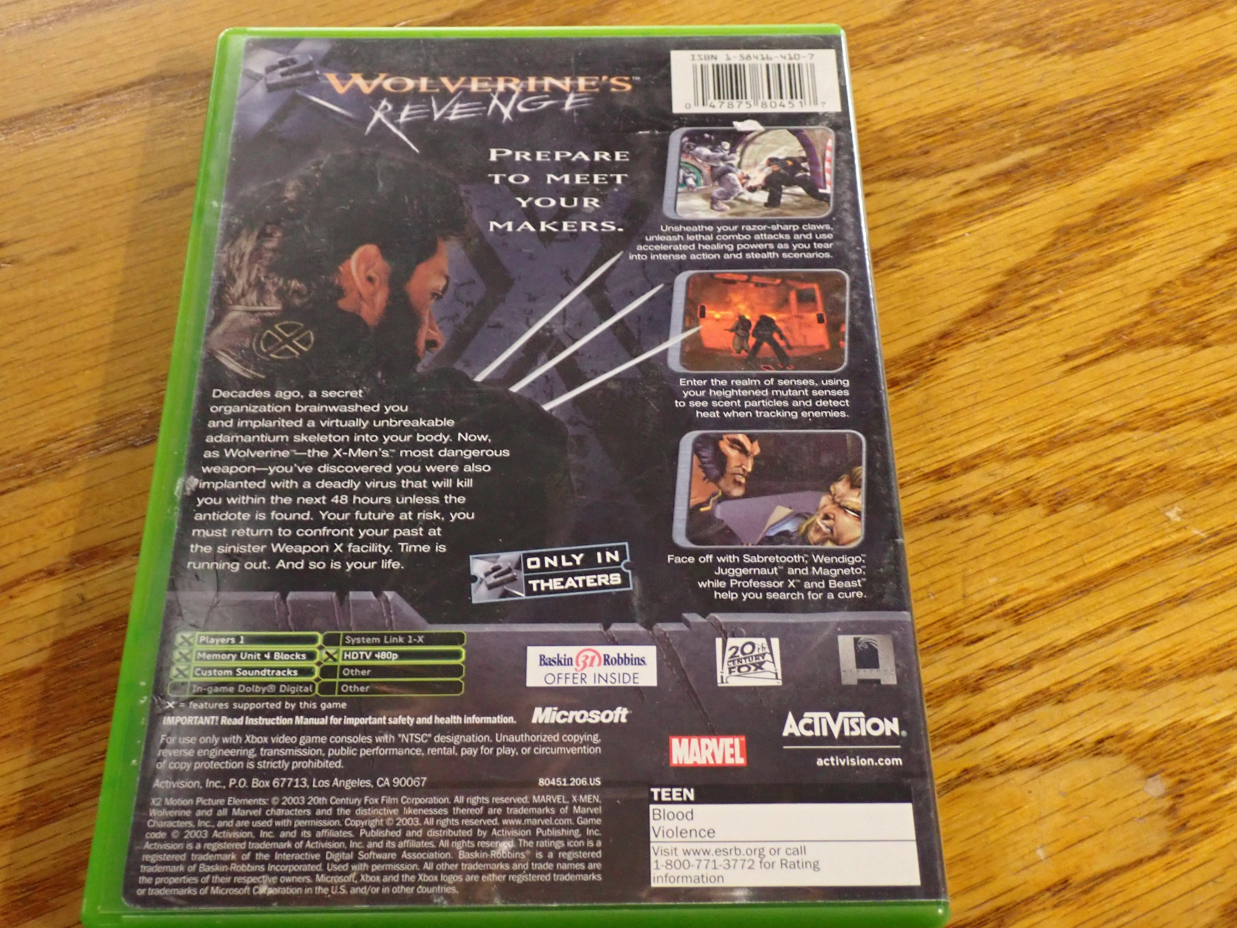 Wolverine's Revenge - Xbox