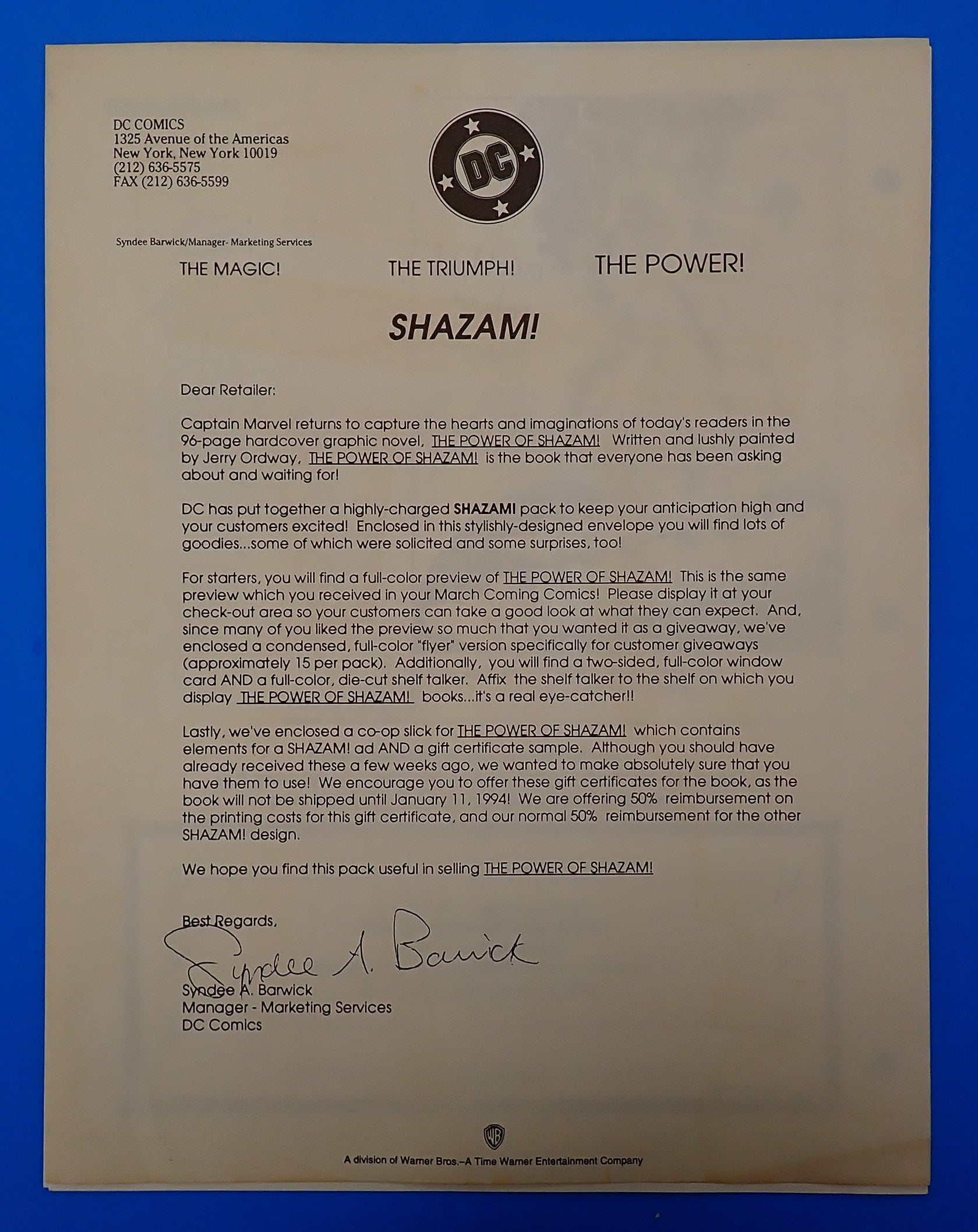 Power of Shazam Retailer Promo Pack (1994) - Opened but Complete