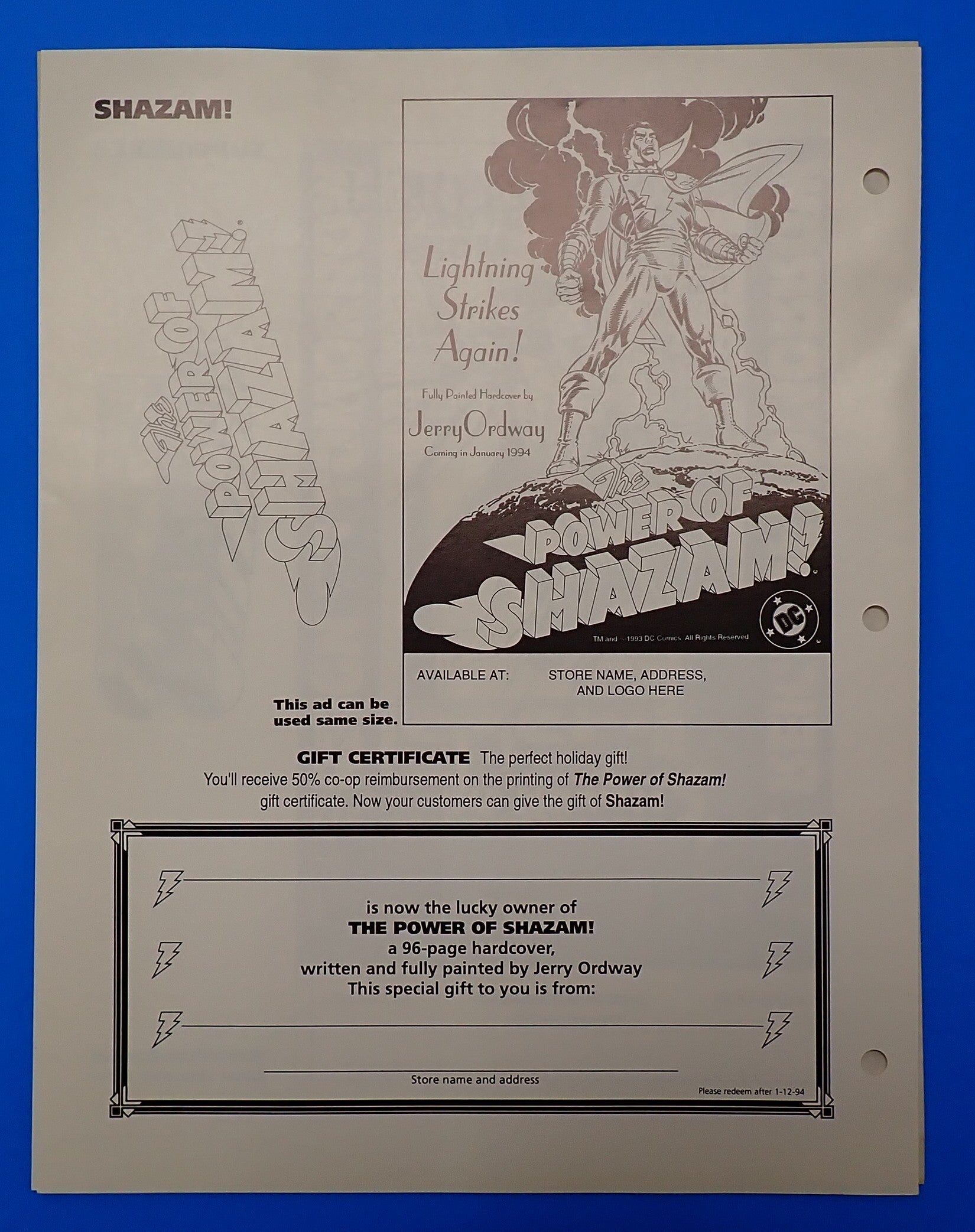 Power of Shazam Retailer Promo Pack (1994) - Opened but Complete