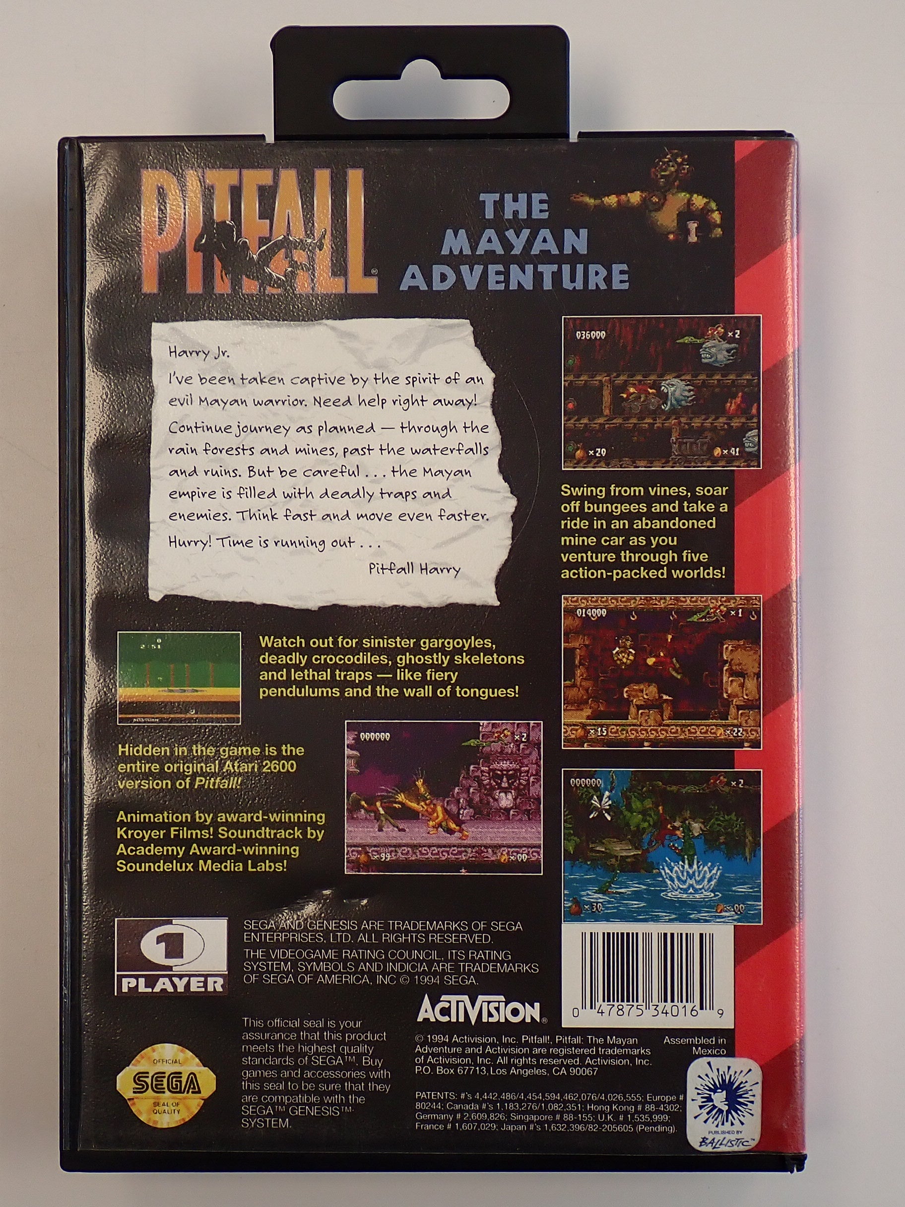 Pitfall Mayan Adventure - Sega Genesis