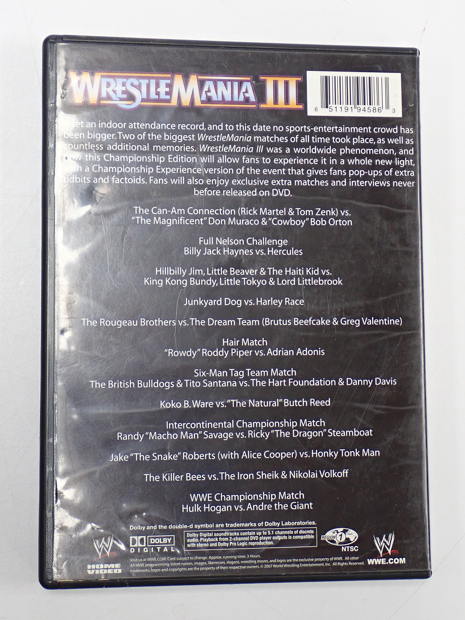 Wrestlemania III 1987 (Hulk Hogan Vs. Andre the Giant) - DVD [Pre-Owned]