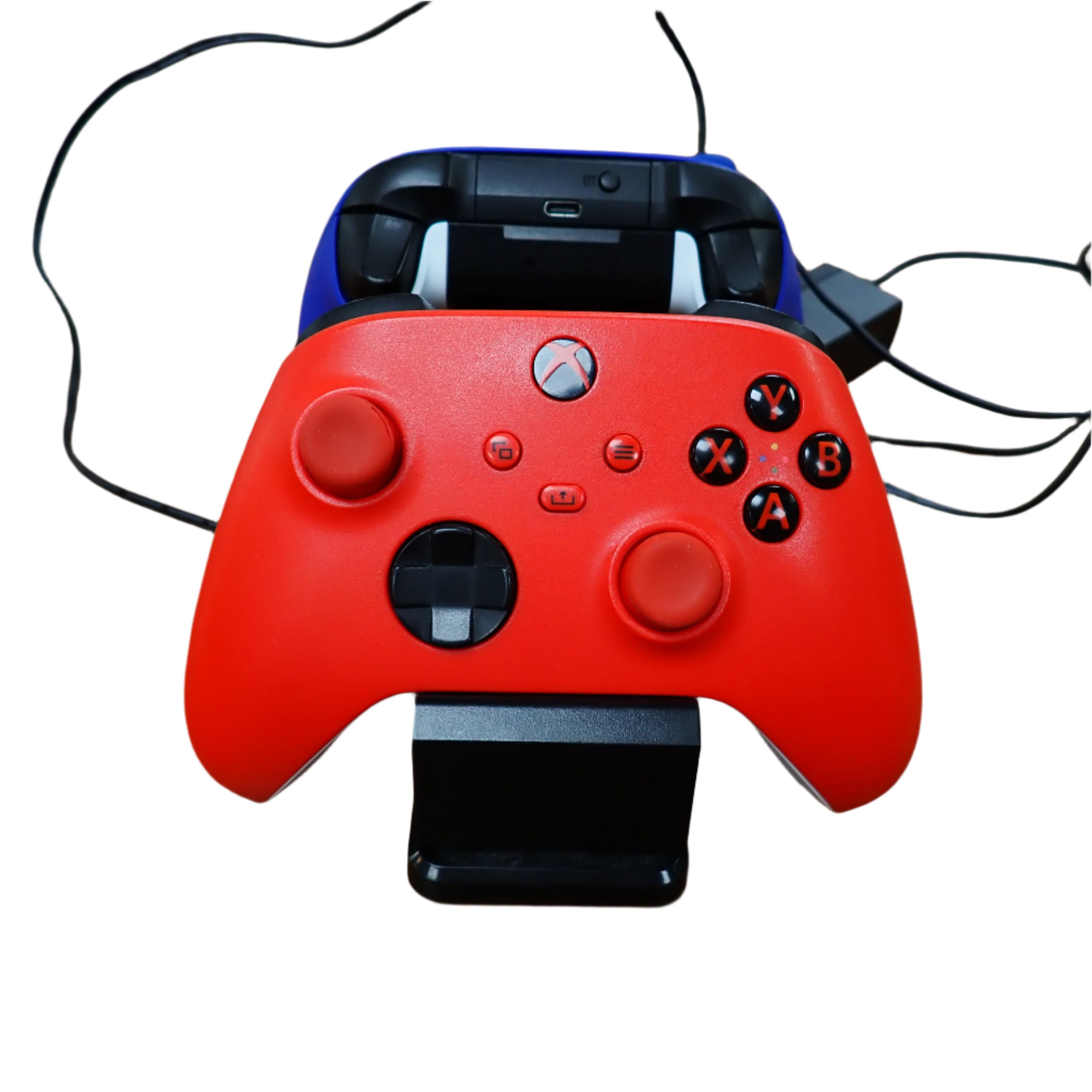 Xbox Series X / S Controllers (red and blue) and charger