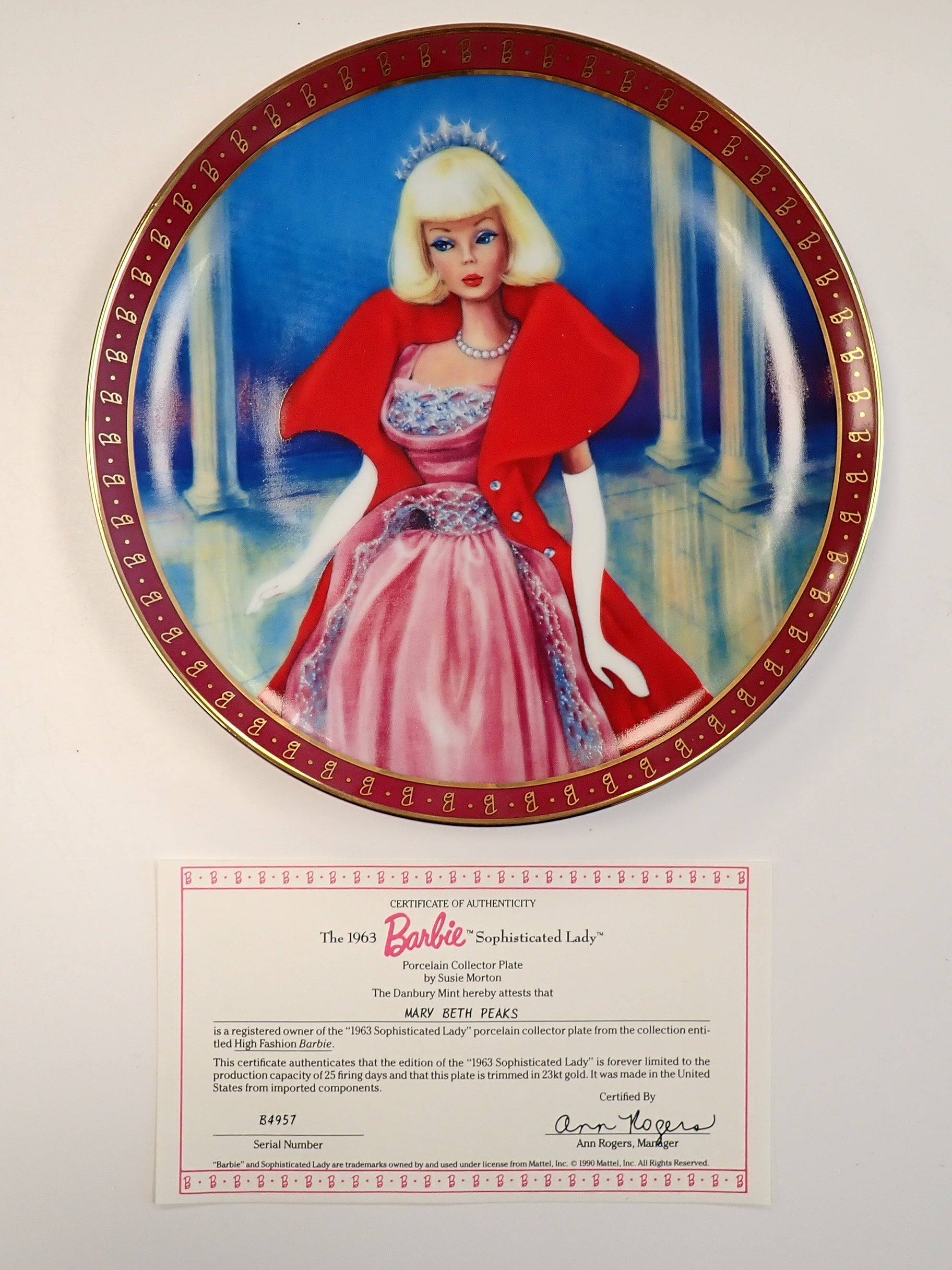 1990 "1963 Sophisticated Lady" - Barbie Collector Plate [Pre-Owned]
