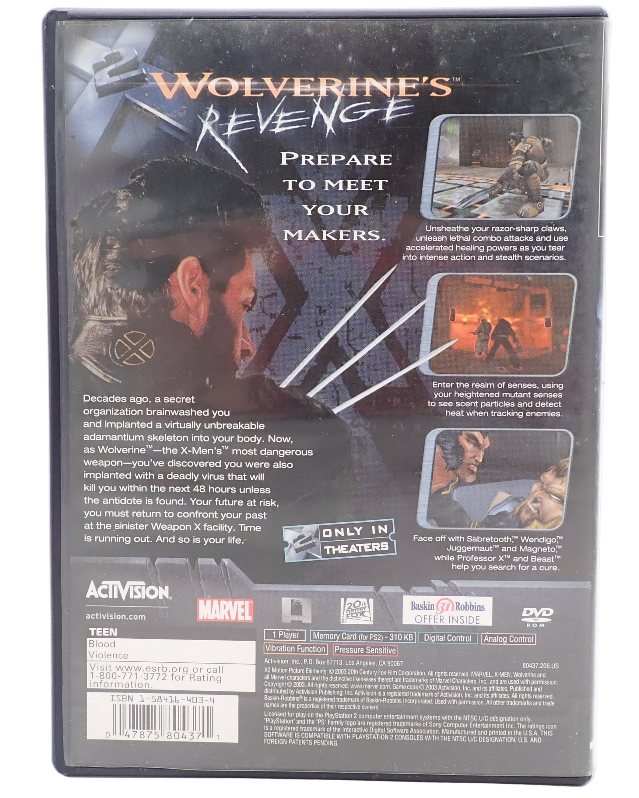 X2 Wolverine's Revenge - PS2