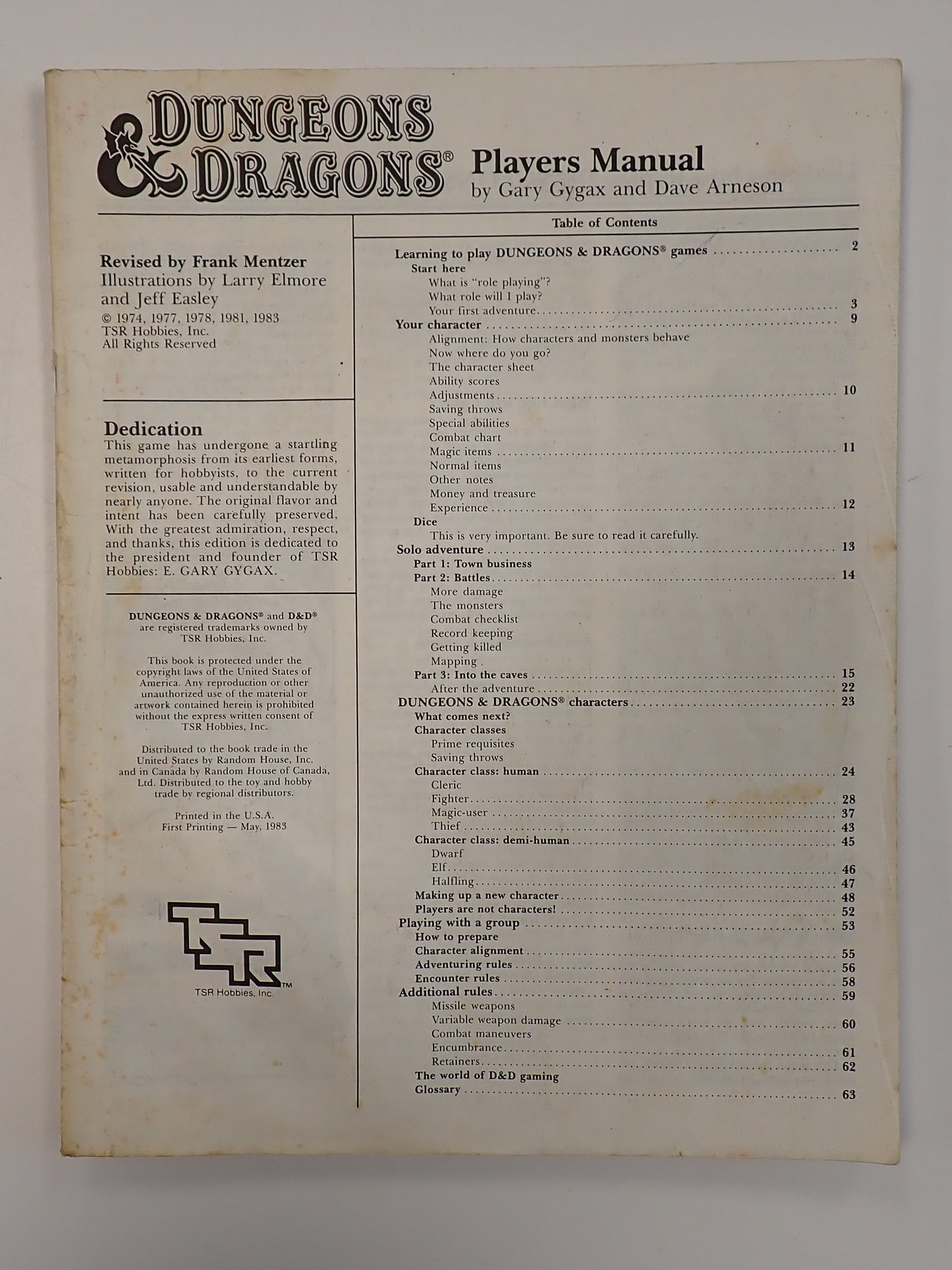 D&D Players Manual (Coverless) [Pre-Owned]