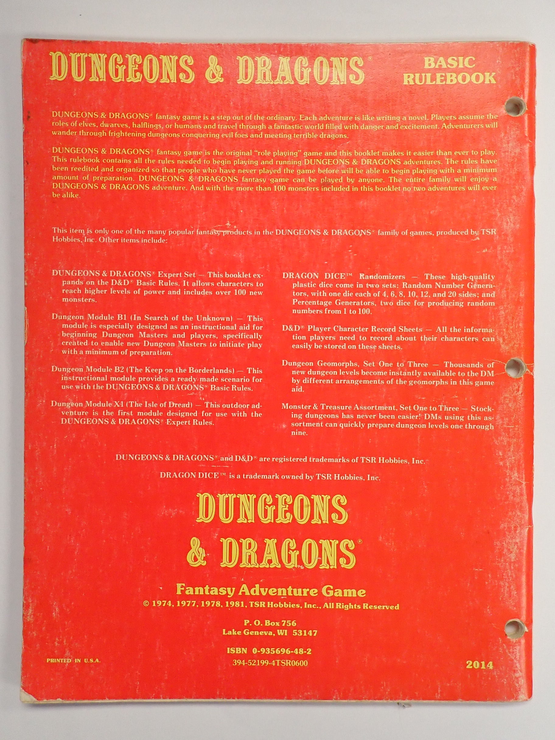TSR Dungeons & Dragons Basic Rulebook (Loose) [Pre-Owned]
