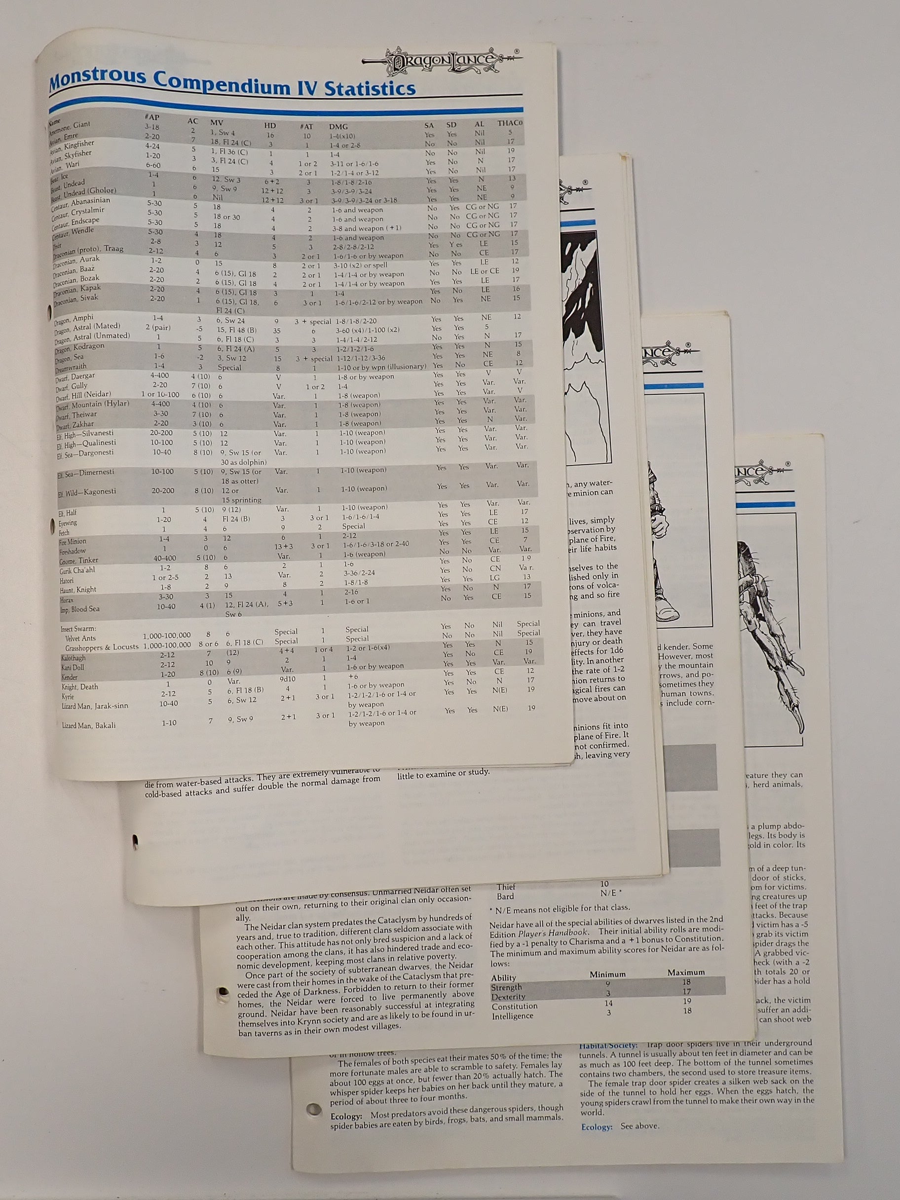 AD&D Dragonlance Monstrous Compendium (Loose) [Pre-Owned]