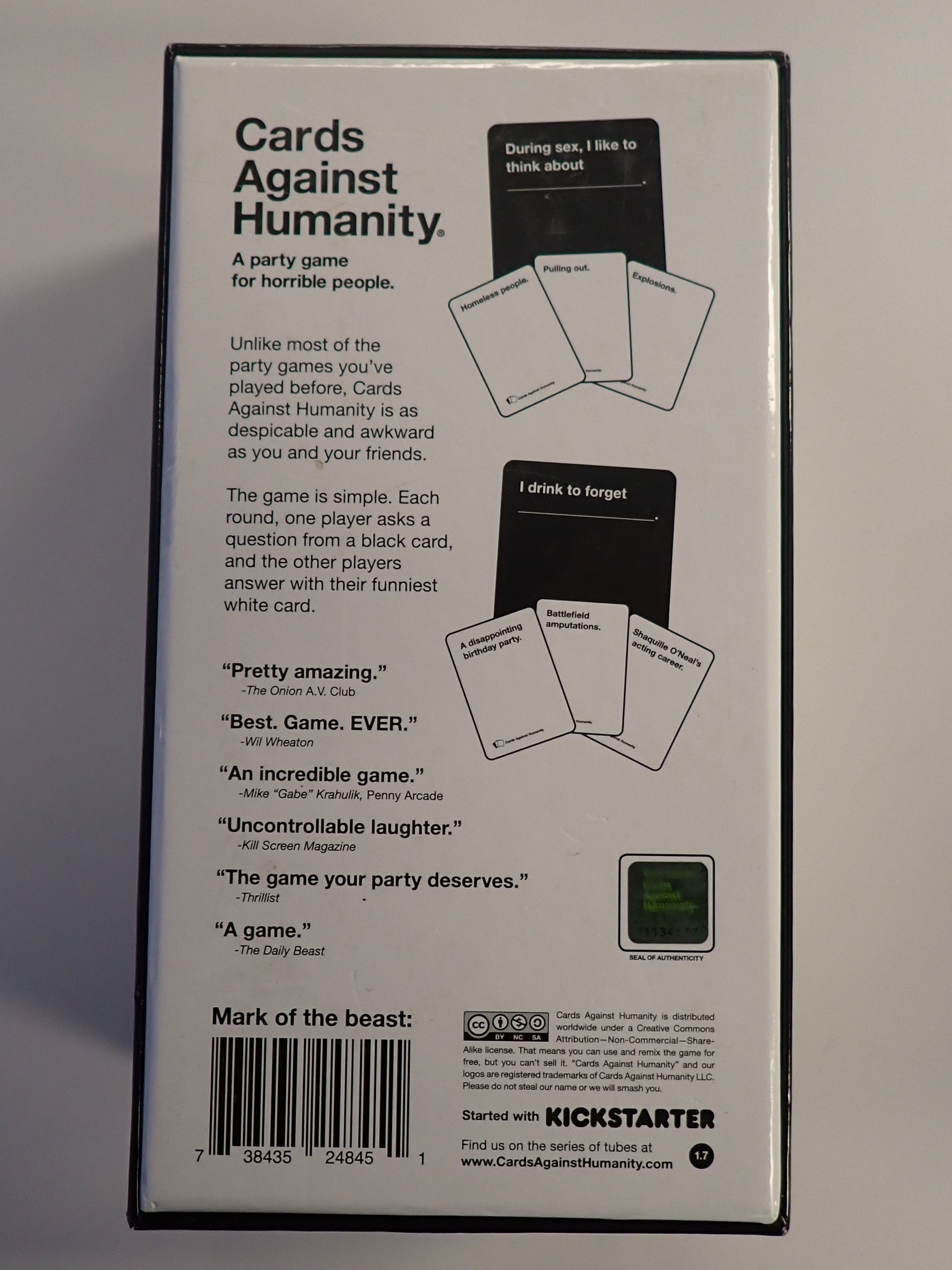 Cards Against Humanity and First and Second Expansions [Pre-Owned]