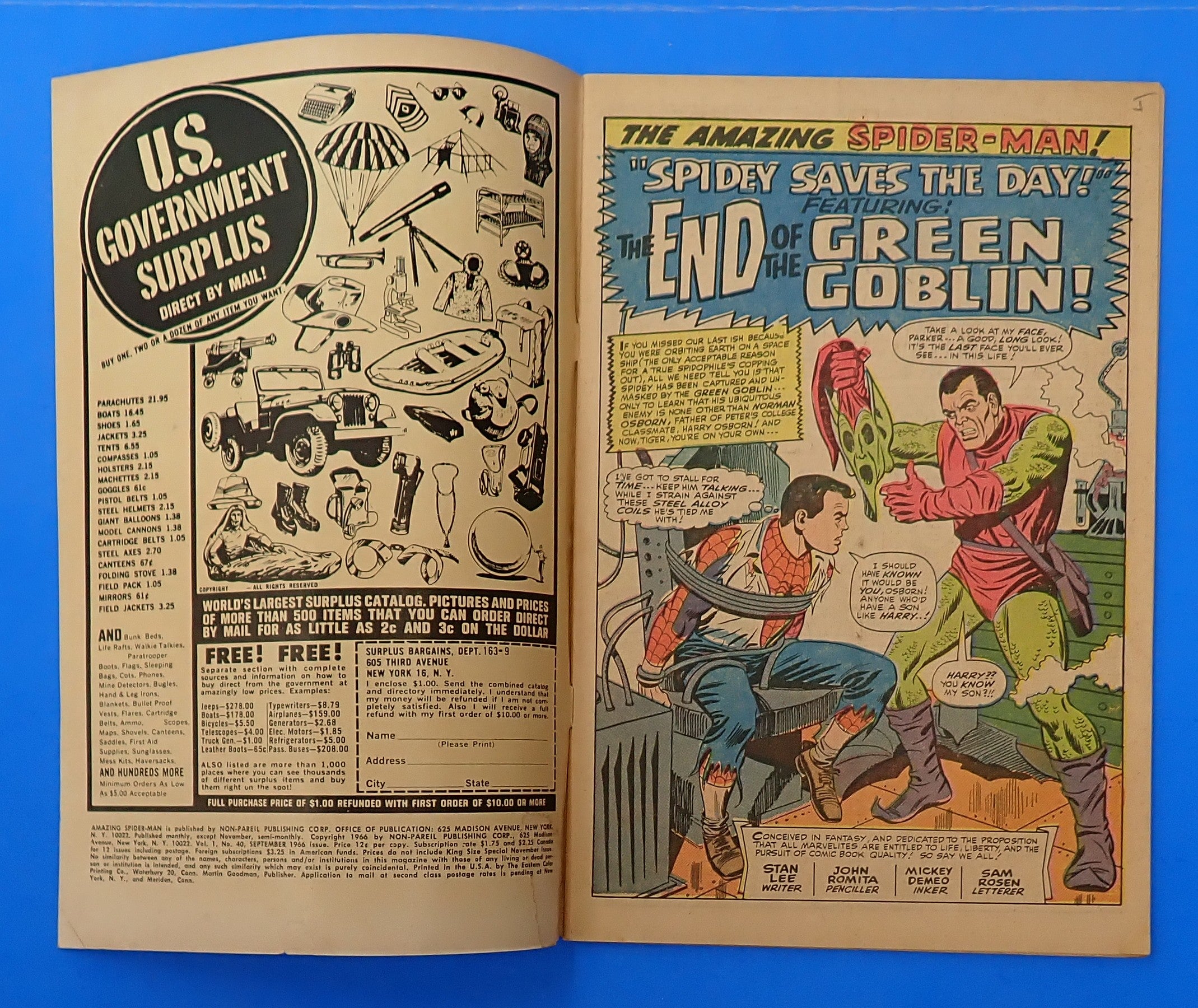 Amazing Spider-Man #40 (1966) - VG- (4.0-4.5) - Origin of Green Goblin