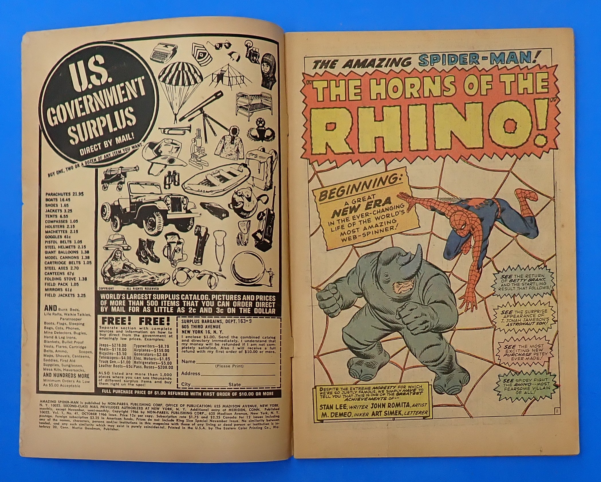 Amazing Spider-Man #41 (1966) - VG- (3.5) - 1st App. Rhino