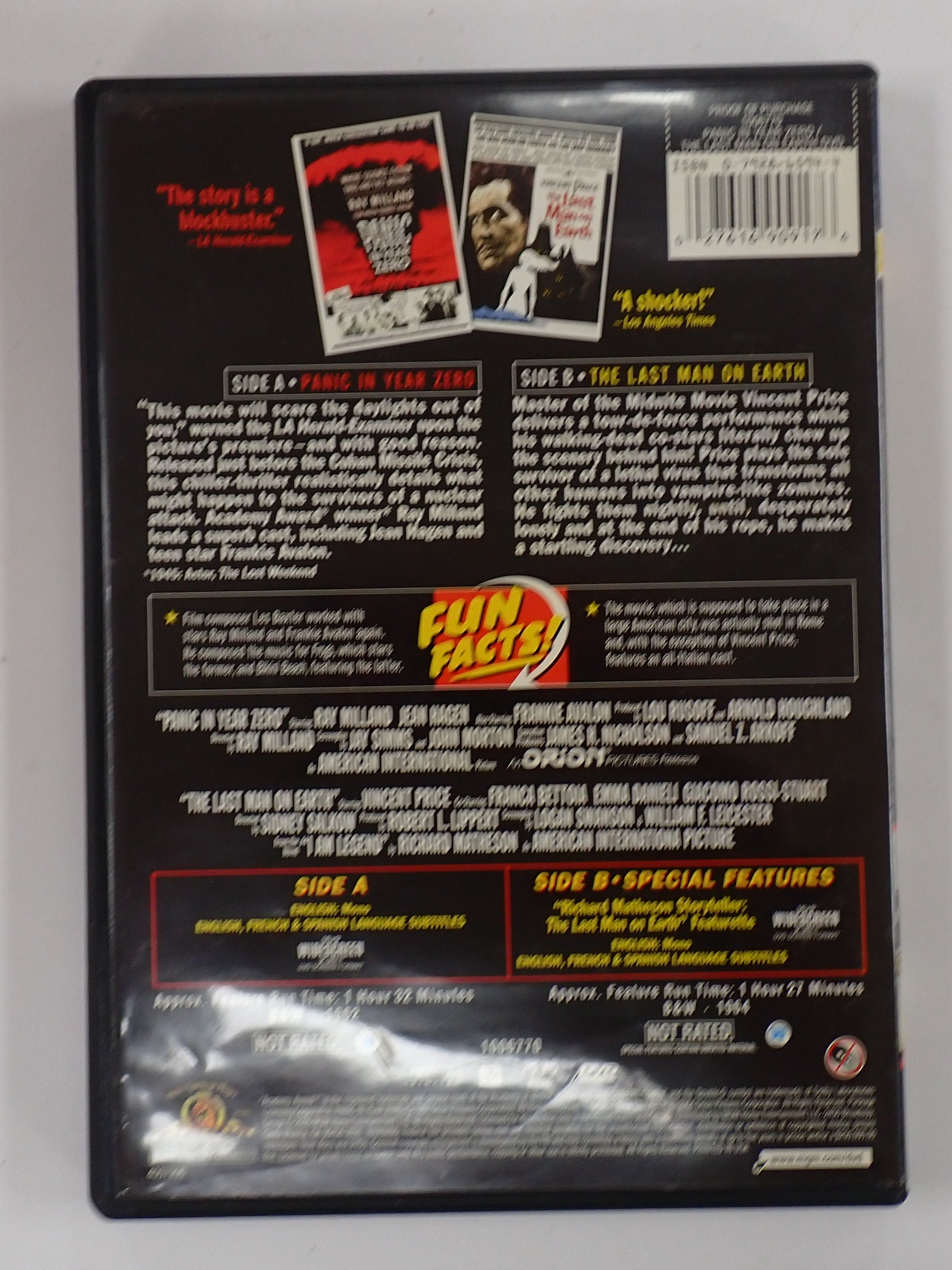 Panic in Year Zero/The Last Man on Earth (Midnite Movies Double Feature)  - DVD [Pre-Owned]