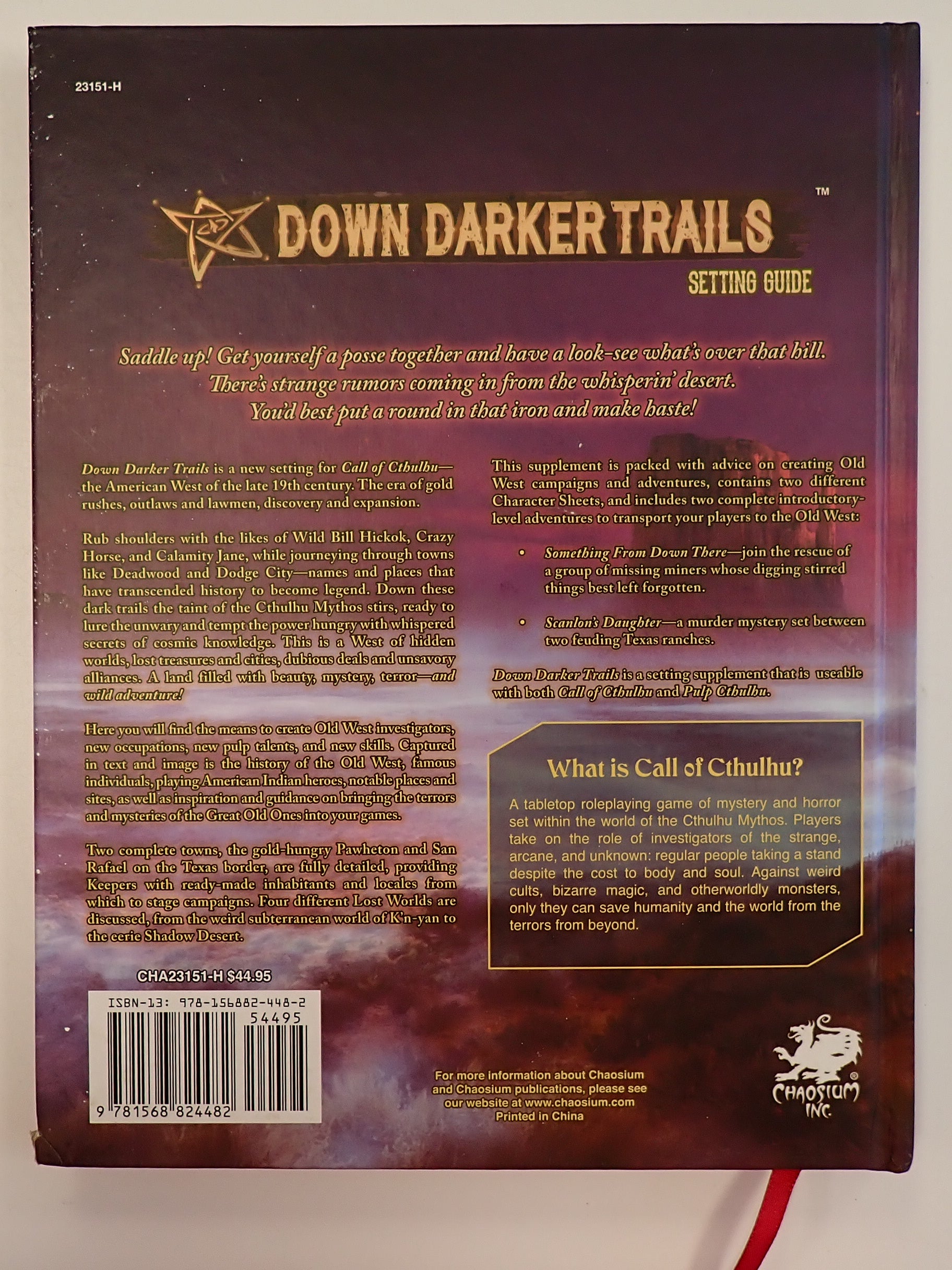 Call of Cthulhu: Down Darker Trails - Hardcover [Pre-Owned]