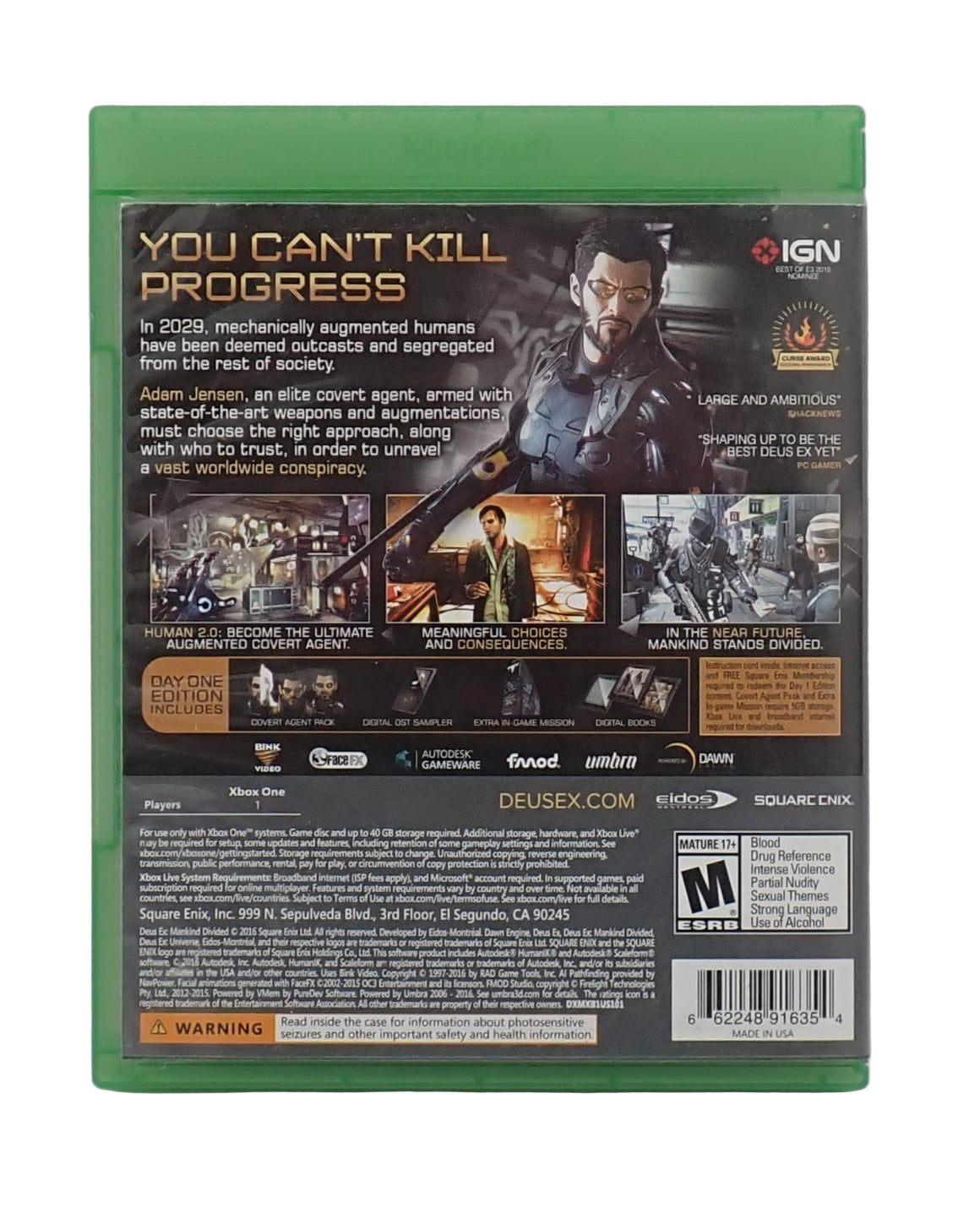 Deus Ex Mankind Divided Day One Edition - Xbox One