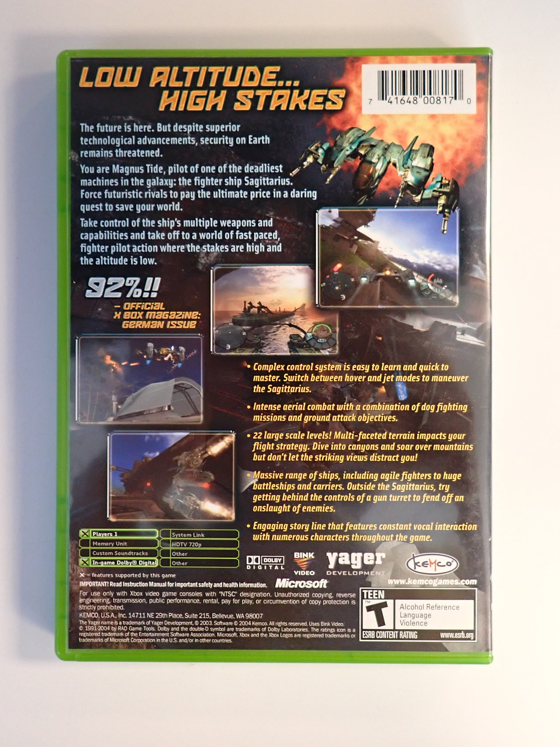 Yager - Xbox [Pre-Owned]