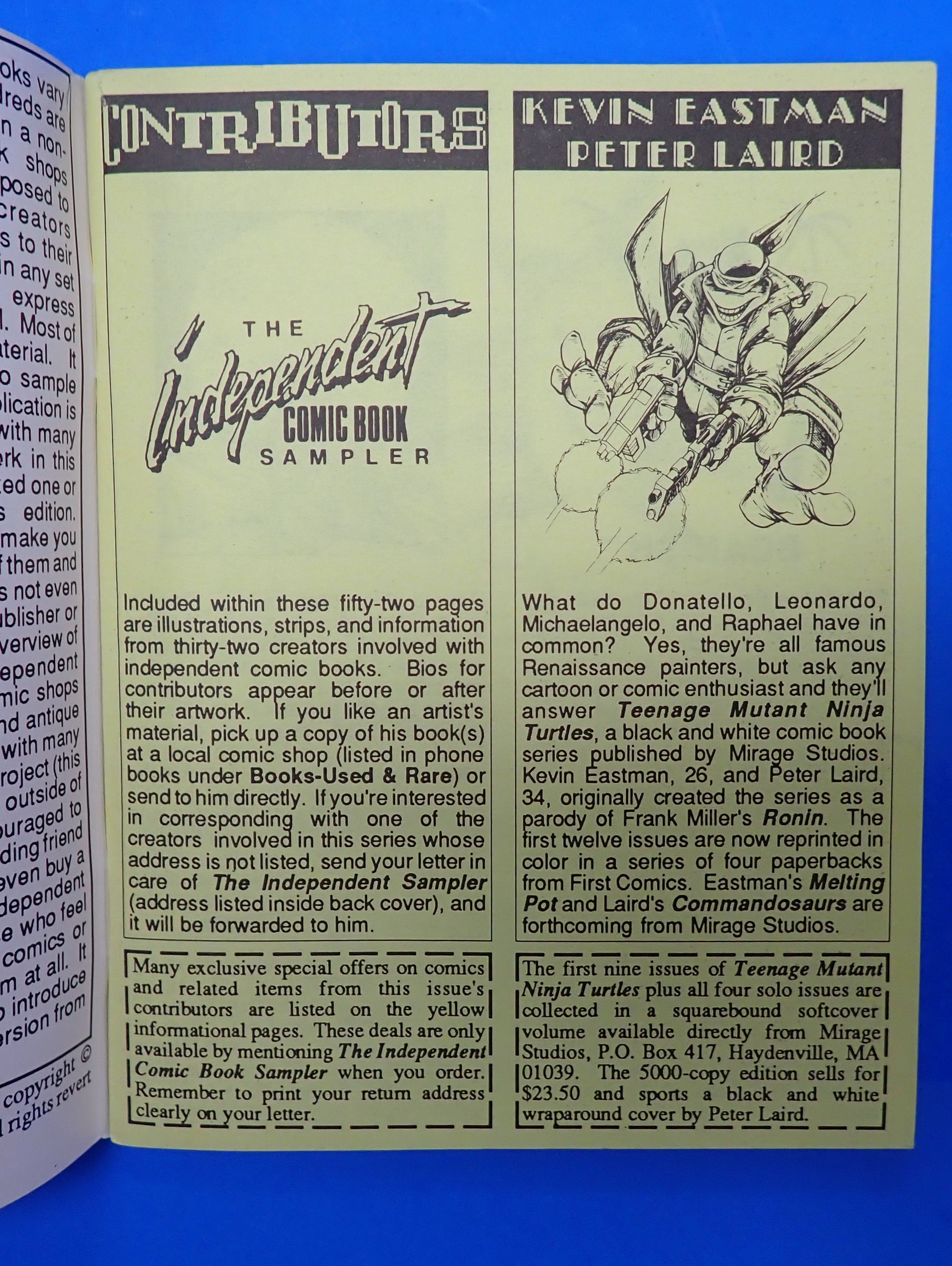 The Independent Comic Book Sampler #2 (1988) - VF+ (8.5) - Cover Art by Eastman and Laird