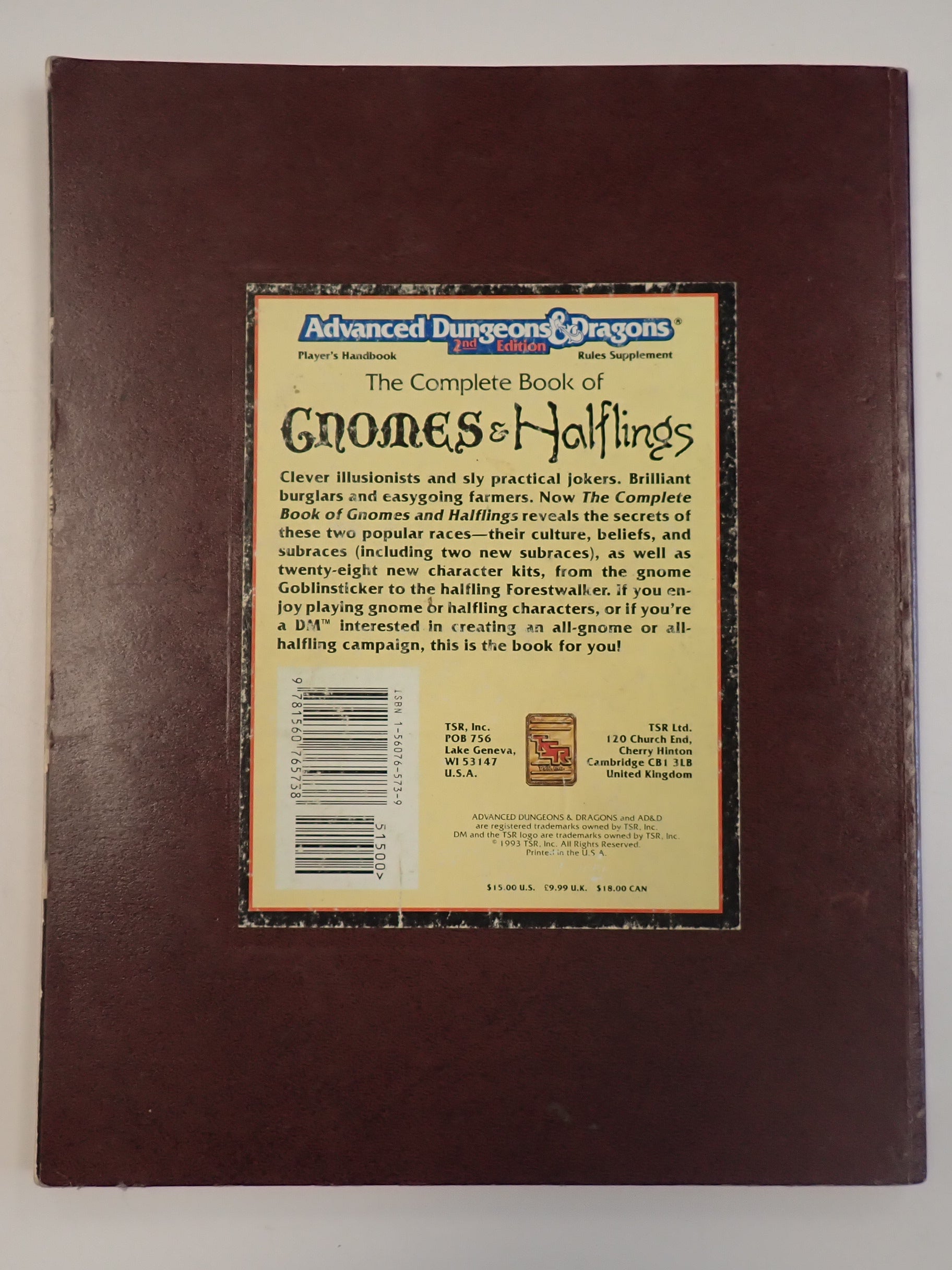 The Complete Book of Gnomes & Halflings (TSR) - AD&D 2e [Pre-Owned]