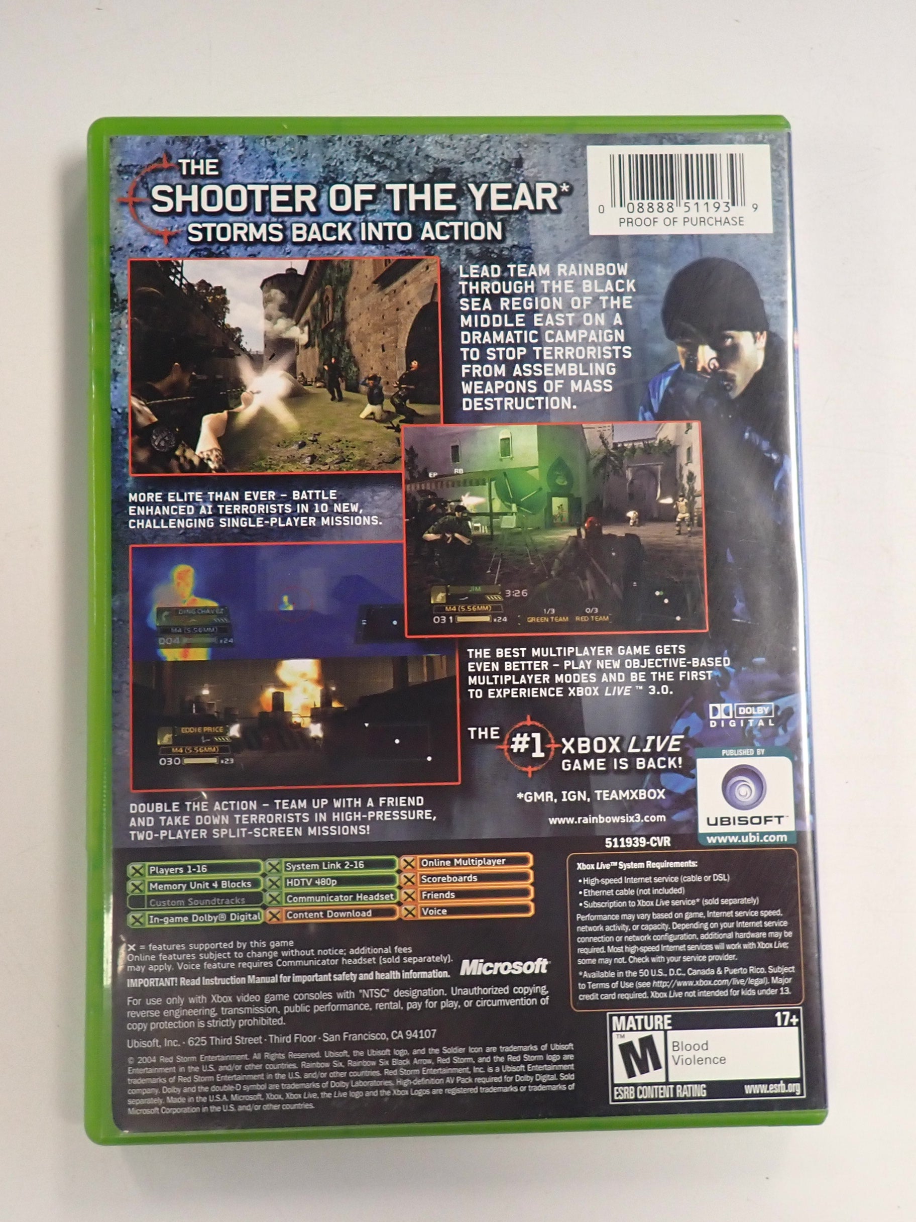 Rainbow Six 3 Black Arrow - Xbox [Pre-Owned]