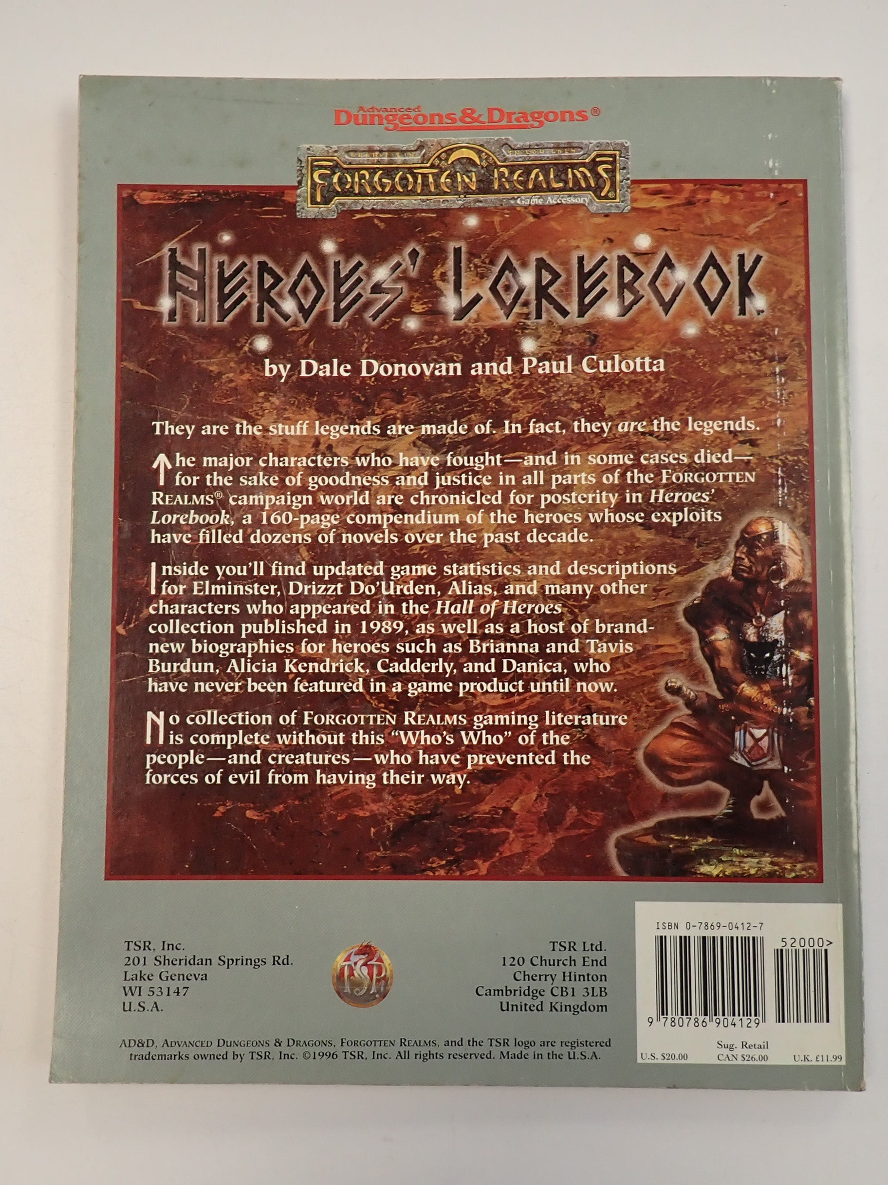 Forgotten Realms Heroes Lorebook - AD&D 2nd Edition (Pre-Owned)