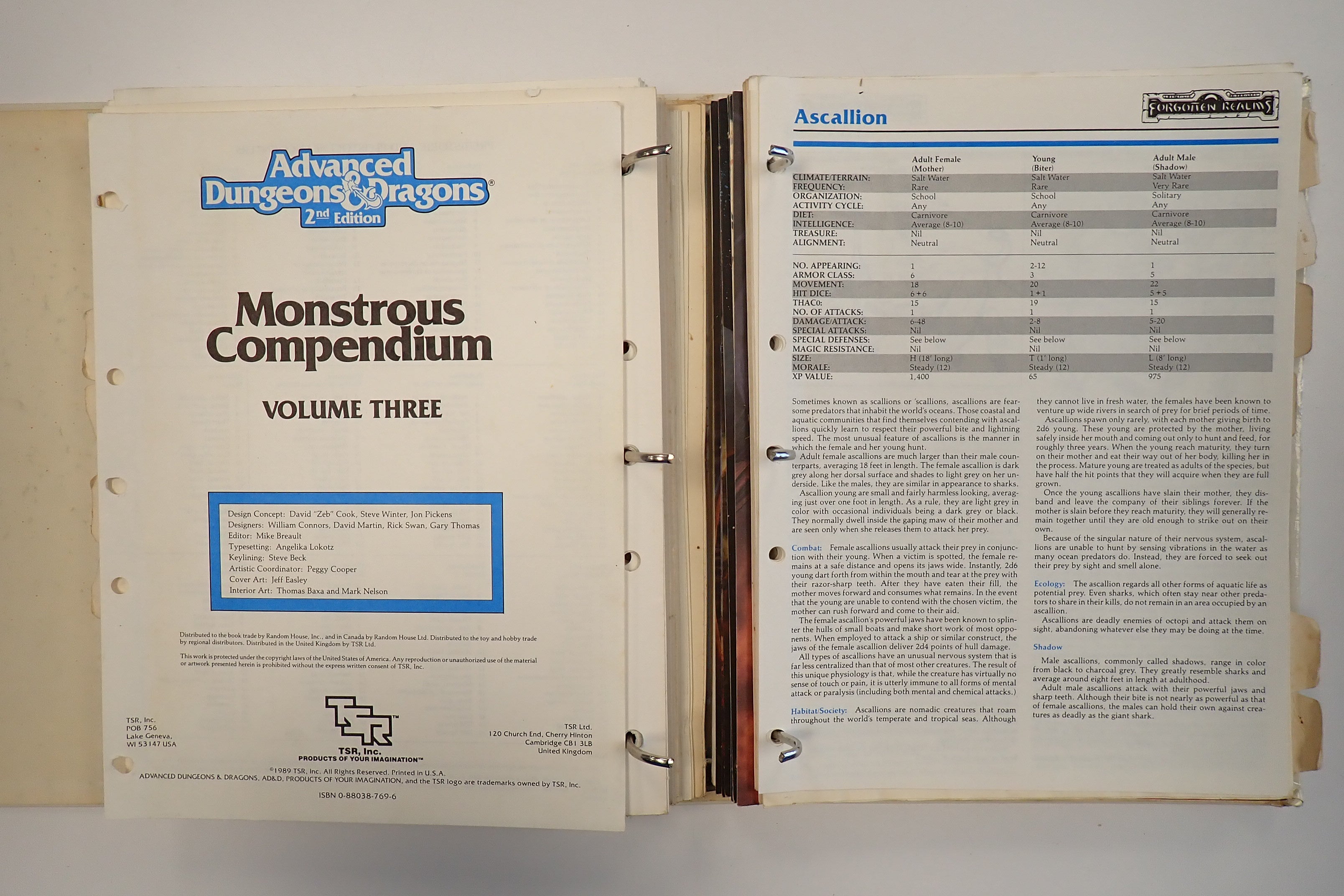 Monsterous Compendium Lot of 11 - AD&D 2nd Edition [Pre-Owned]