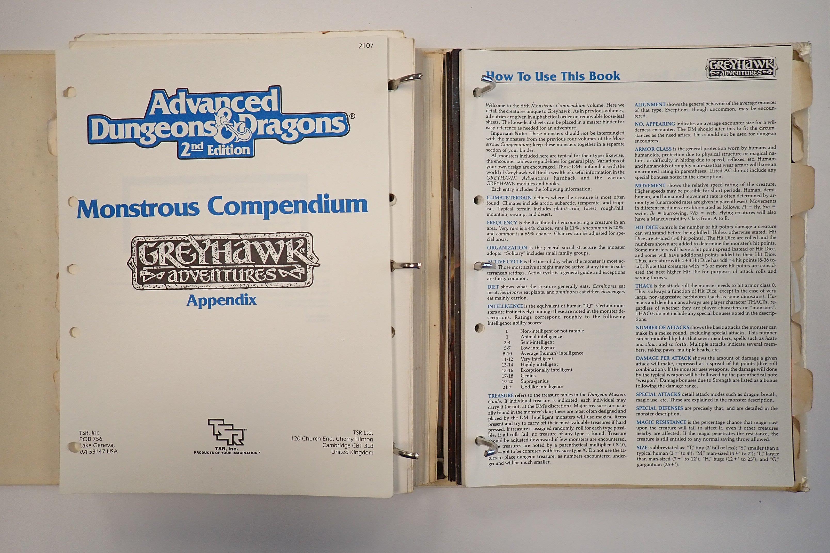 Monsterous Compendium Lot of 11 - AD&D 2nd Edition [Pre-Owned]