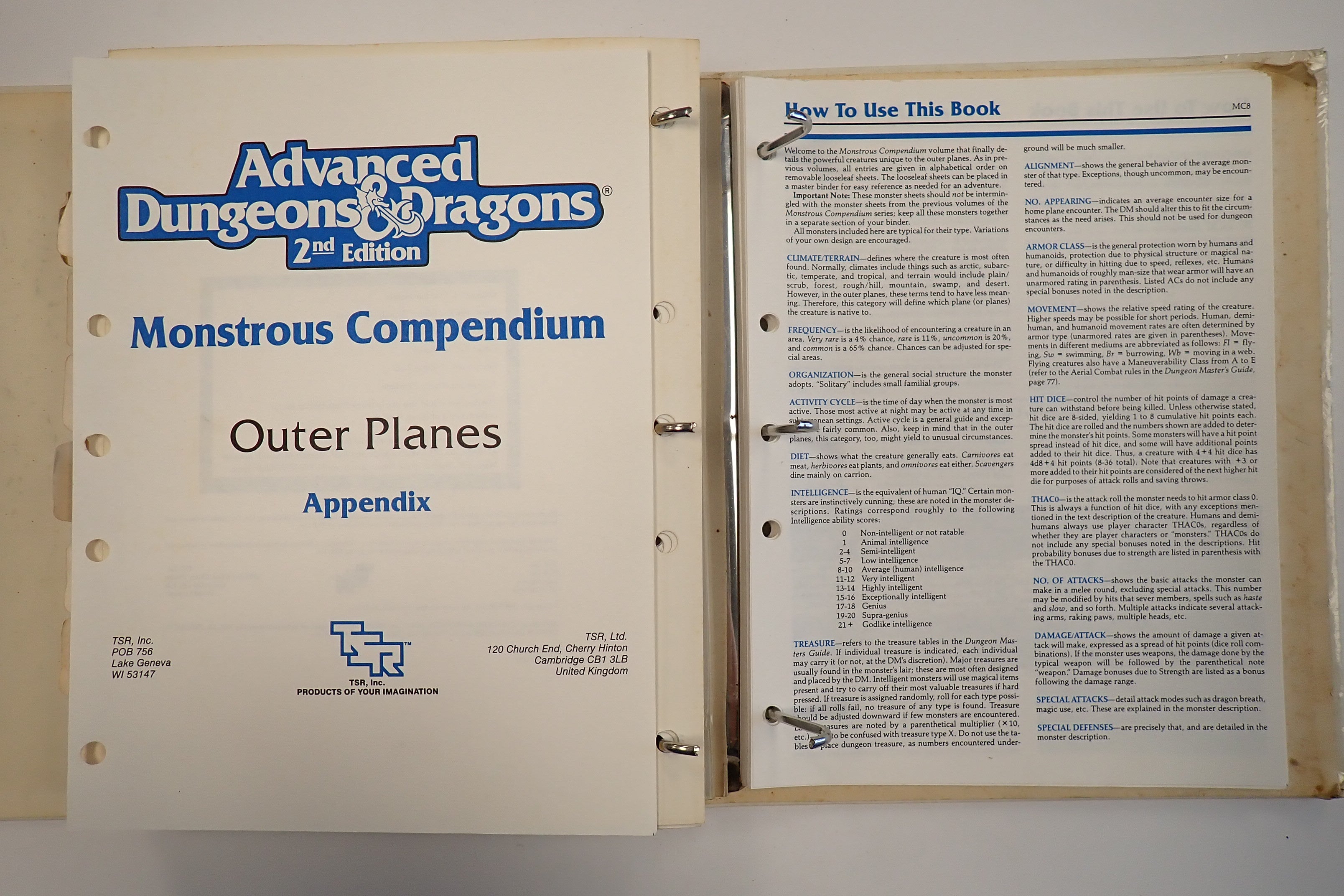 Monsterous Compendium Lot of 11 - AD&D 2nd Edition [Pre-Owned]