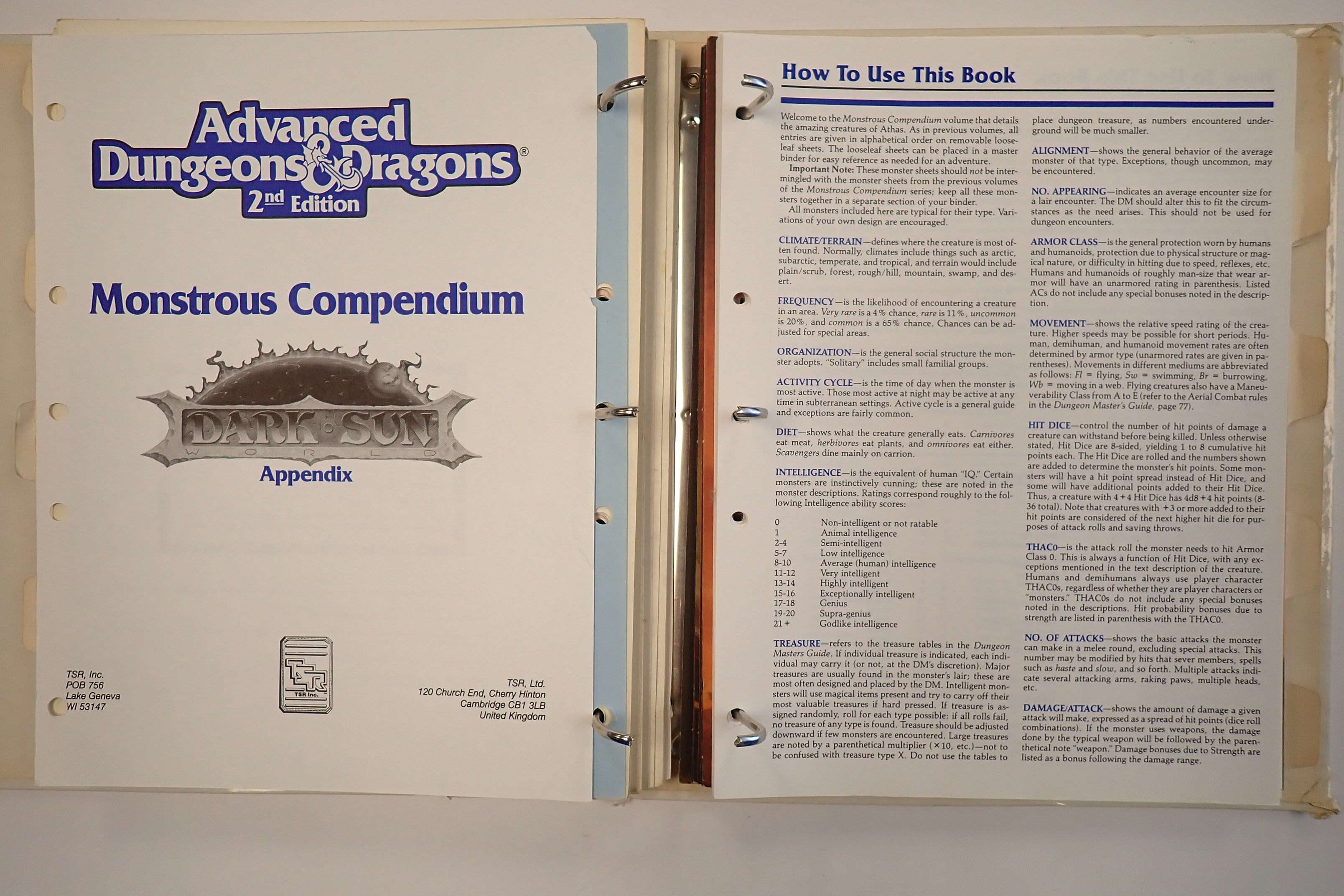 Monsterous Compendium Lot of 11 - AD&D 2nd Edition [Pre-Owned]