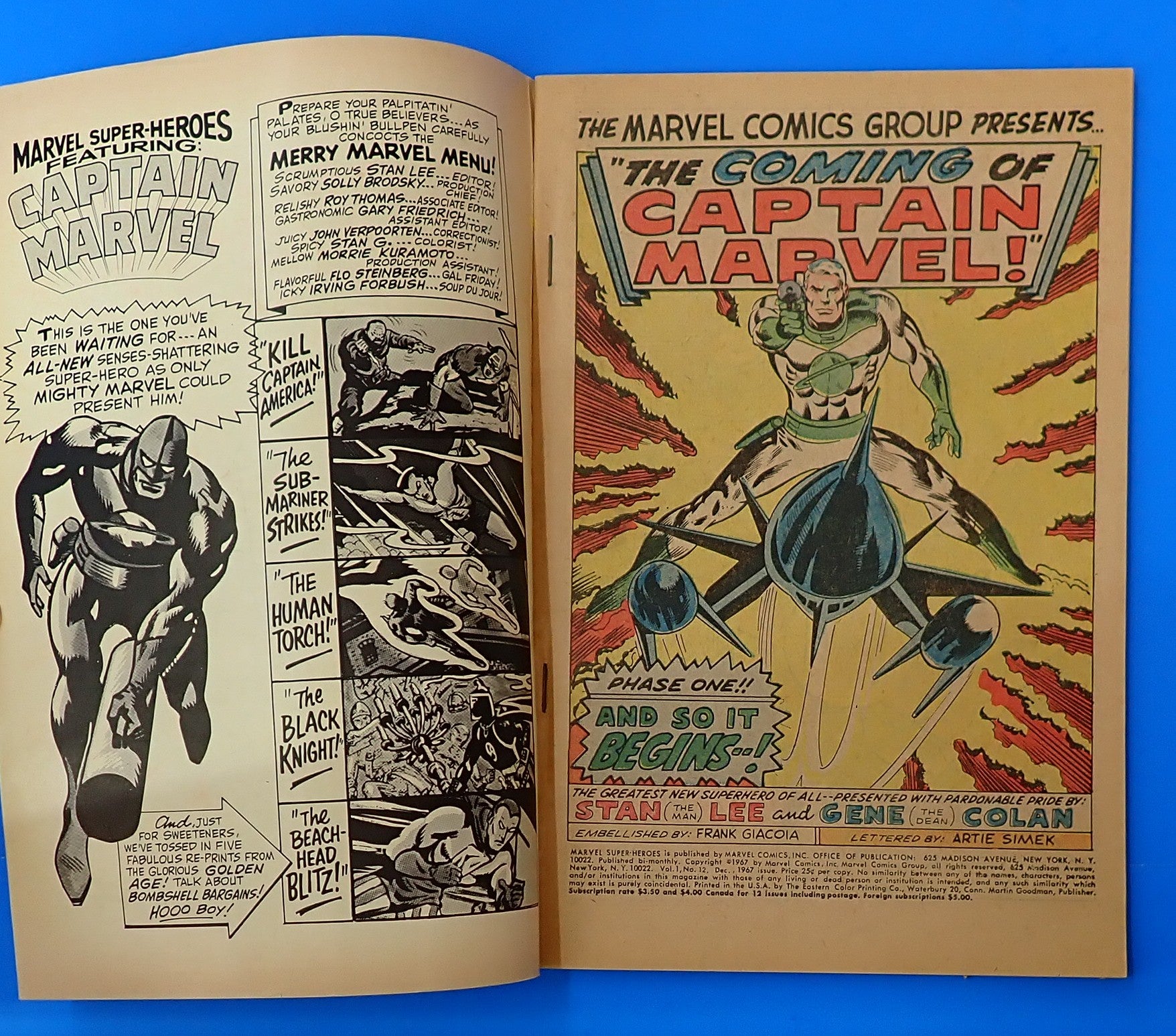 Marvel Super Heroes #19 (1967) - FN-/FN (5.5-6.0) - 1st App. & Origin Captain Marvel