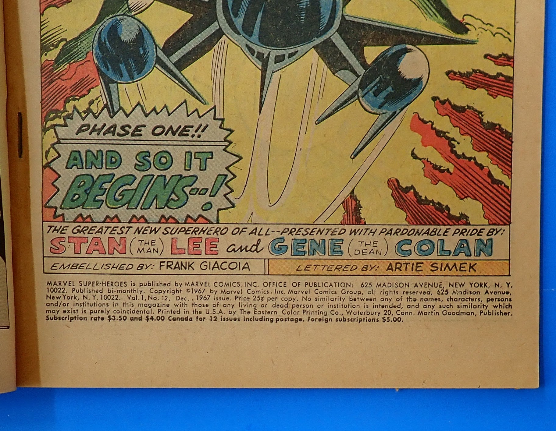 Marvel Super Heroes #19 (1967) - FN-/FN (5.5-6.0) - 1st App. & Origin Captain Marvel