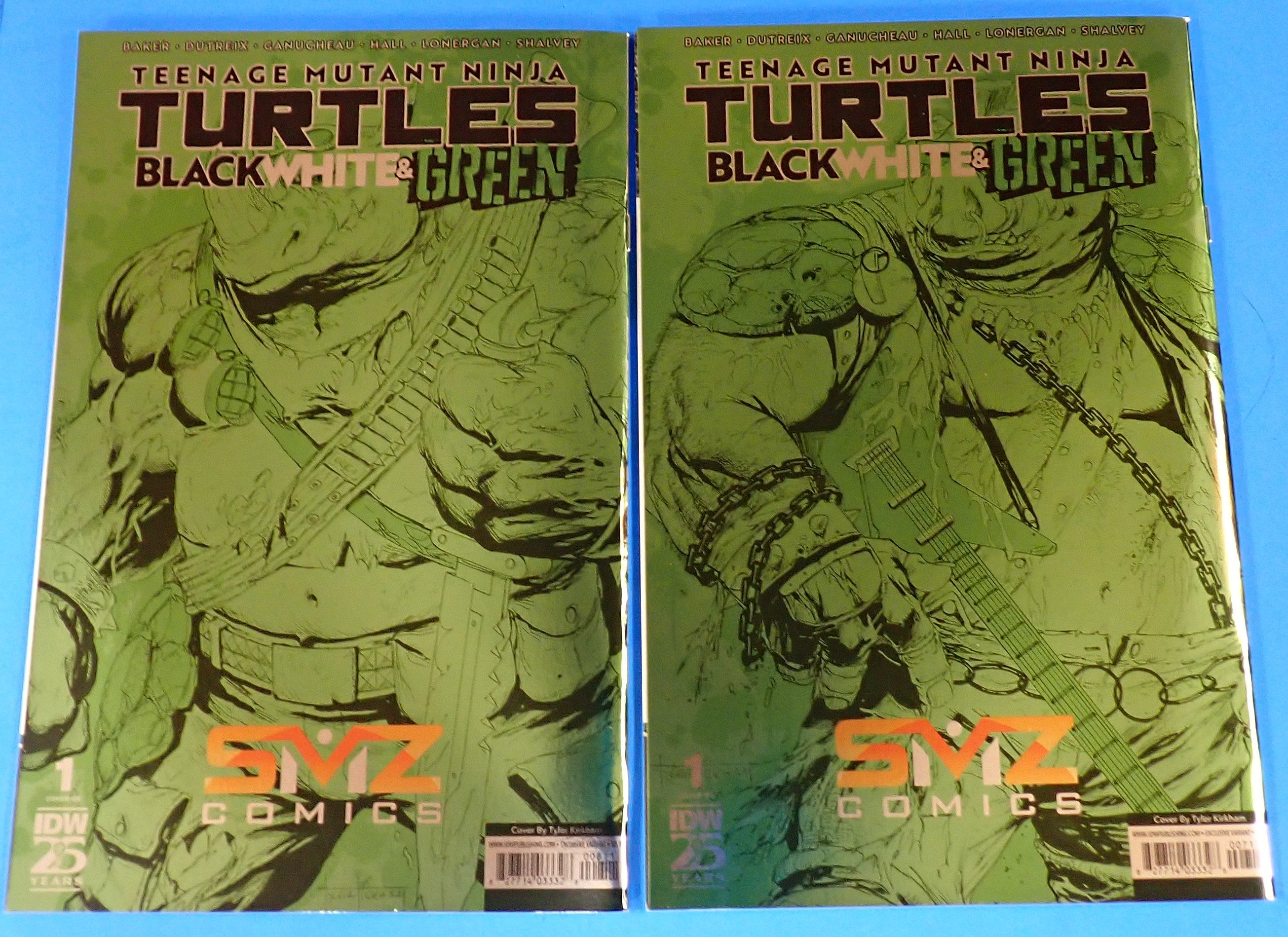 TMNT Black, White, and Green #1 (2024) NM 9.4 - Kirkham Rocksteady and Bebop Foil Variants