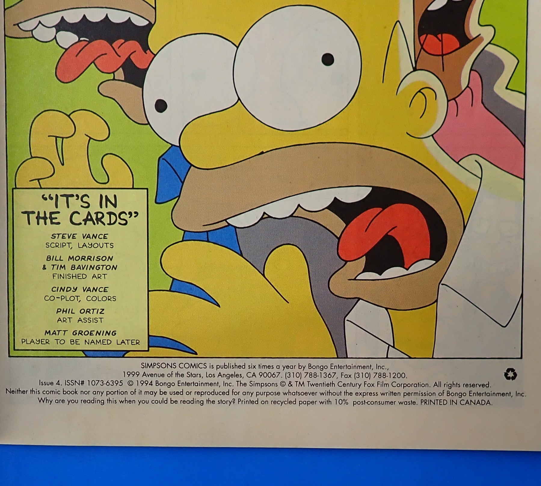 Simpsons Comics #4 (1994) - VF (8.0) - Includes Willy Dipkin Card