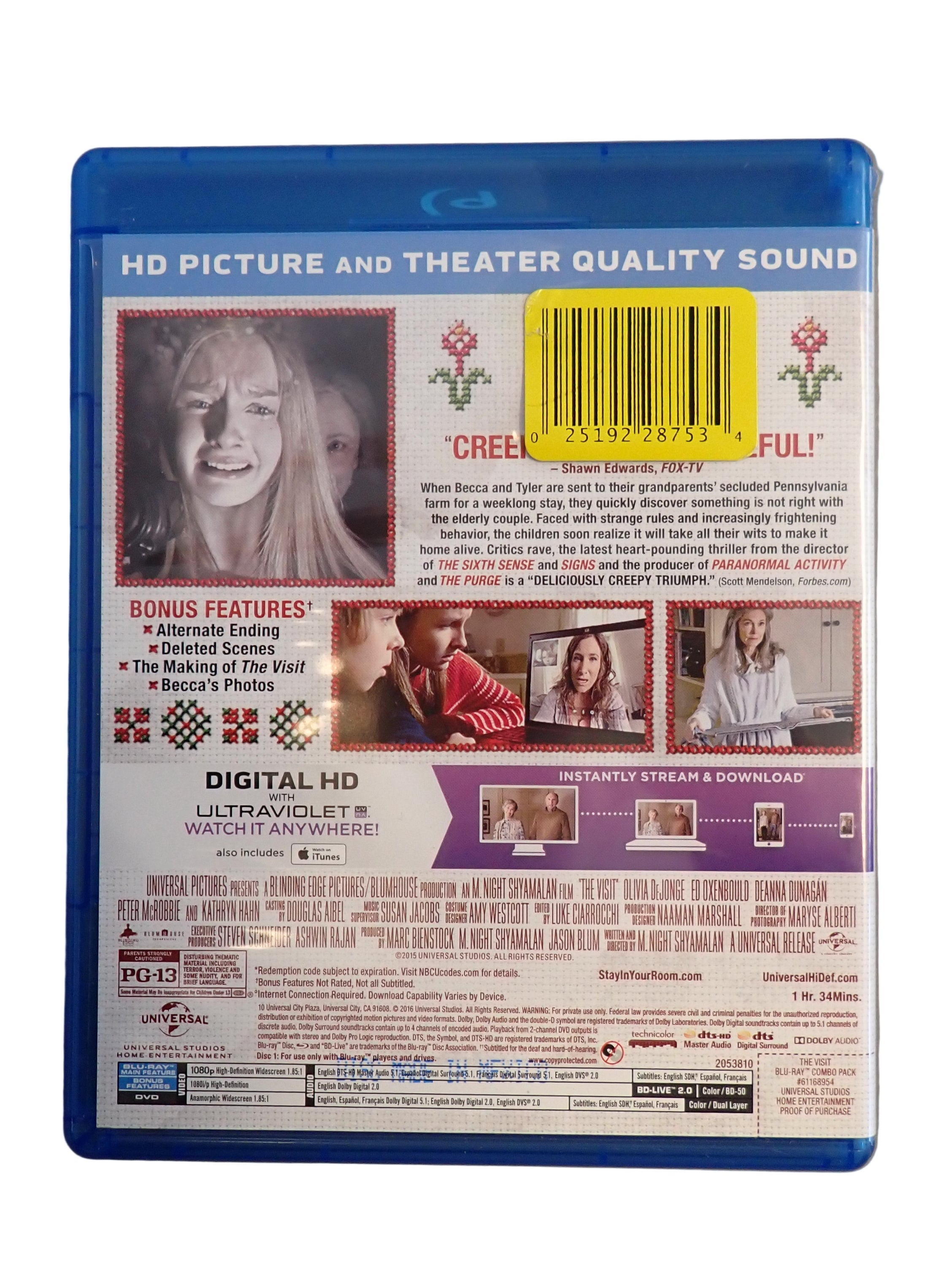 The Visit (Blu-ray/DVD, 2016, 2-Disc Set, Includes Digital Copy UltraViolet) (Pre-Owned)