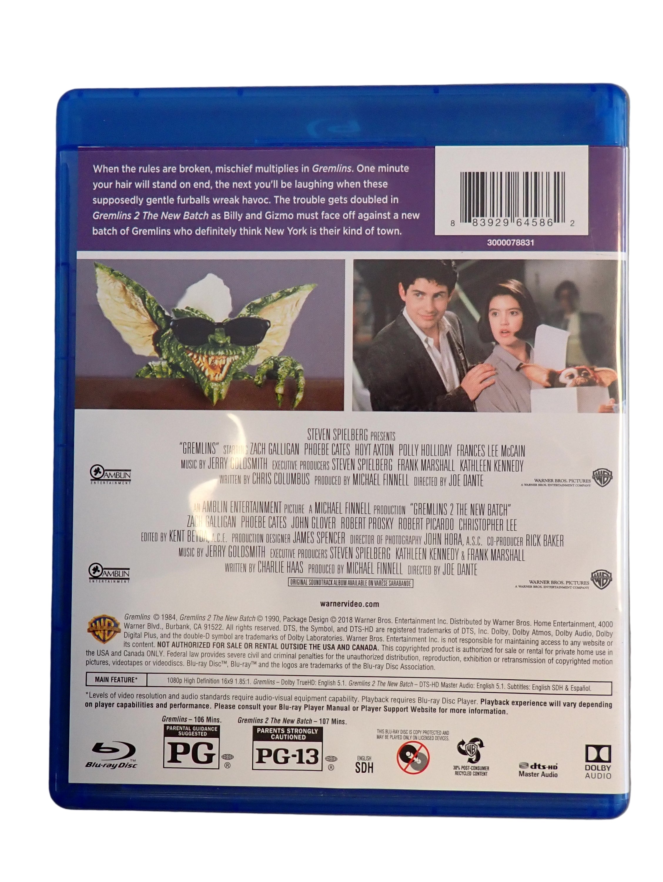 Gremlins + Gremlins 2 The New Batch Film Collection (Blu-ray, 2018) (Pre-owned)