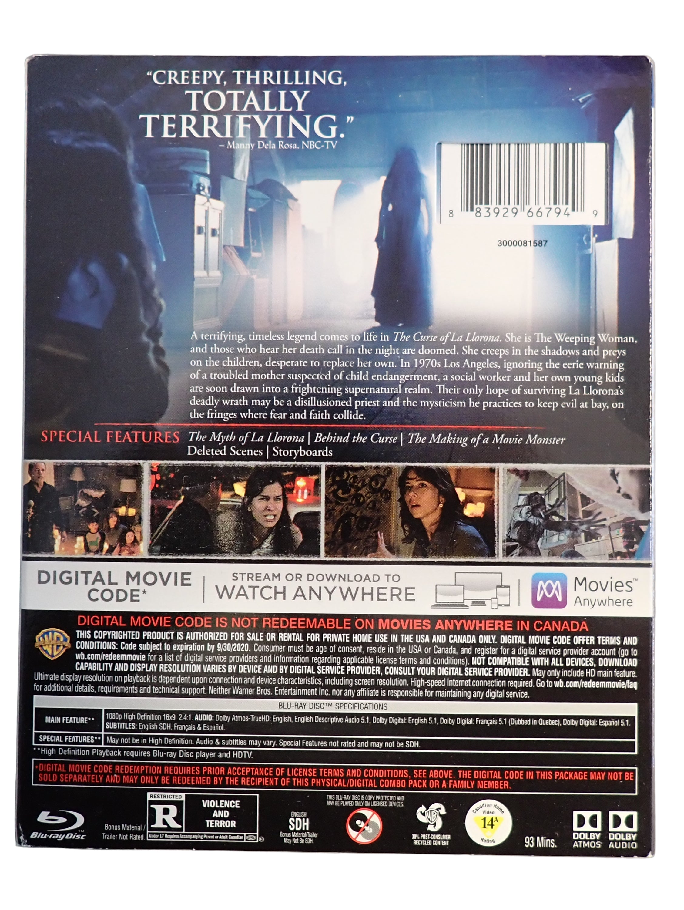 THE CURSE OF LA LLORONA (BLU-RAY + DVD)  (Pre-owned)