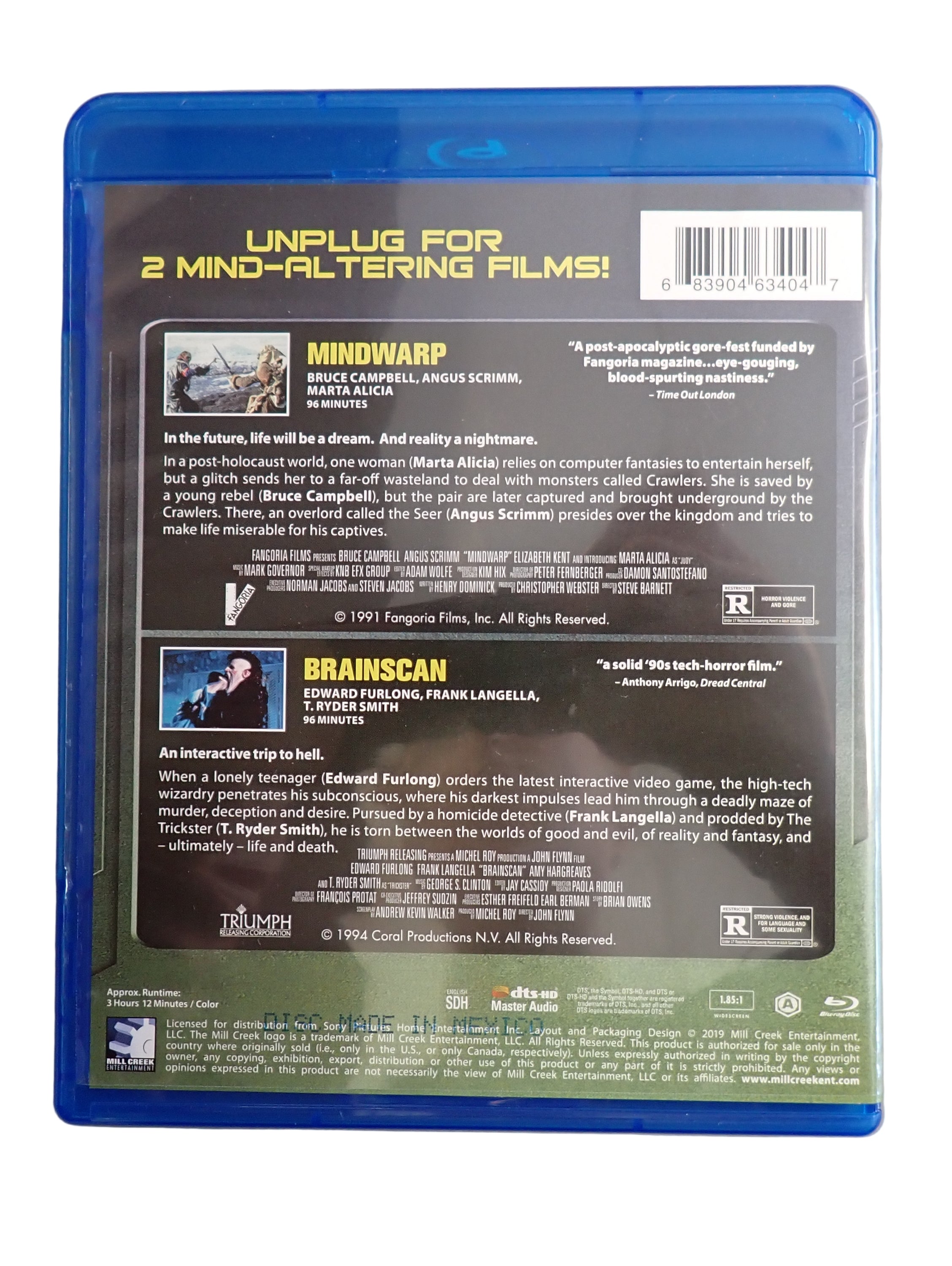 Mindwarp and Brainscan Blu-ray Sci-Fi Movie Double Feature (Pre-owned)