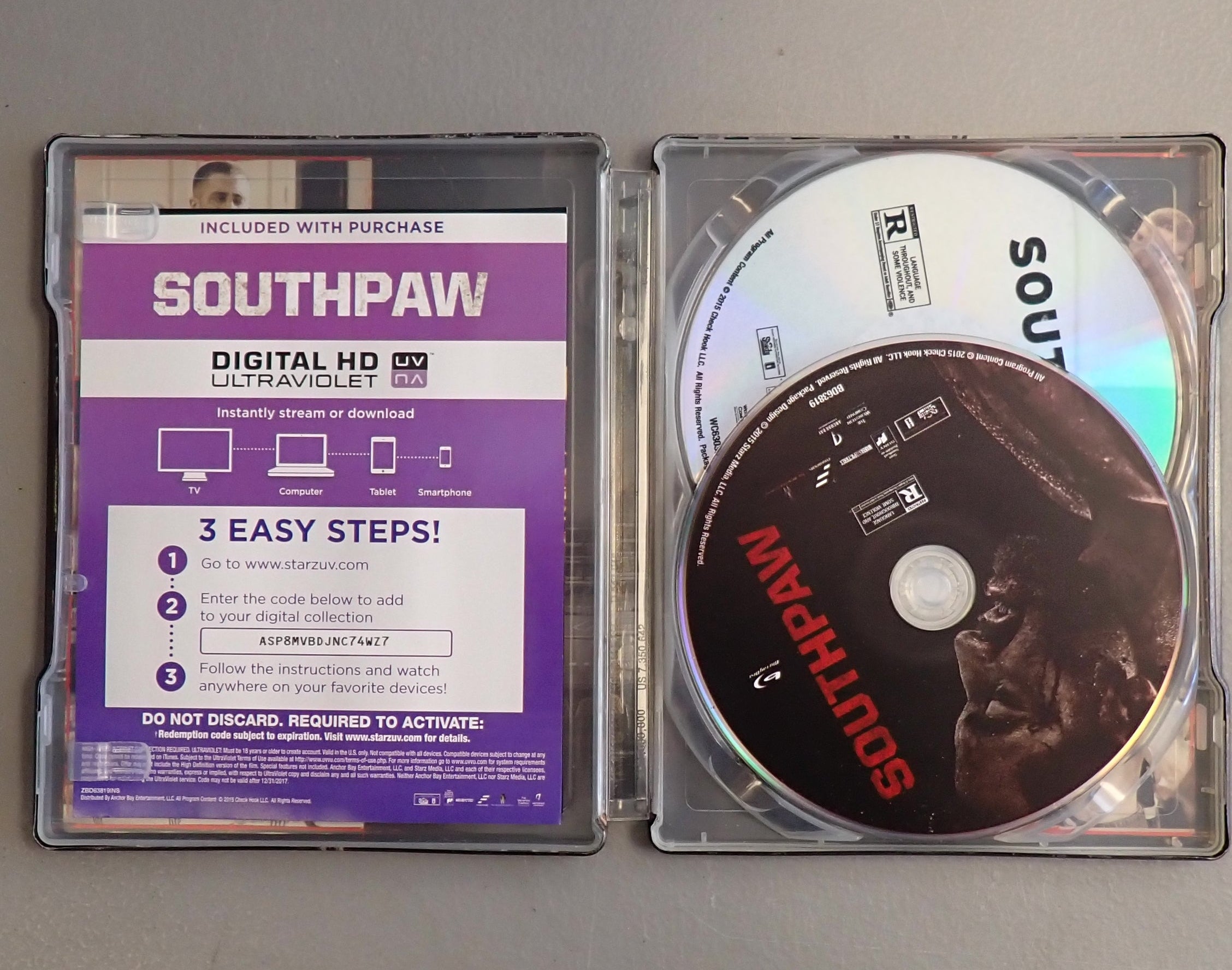 Southpaw Blu-ray DVD Steelbook Steel Book NO slip (Pre-owned)