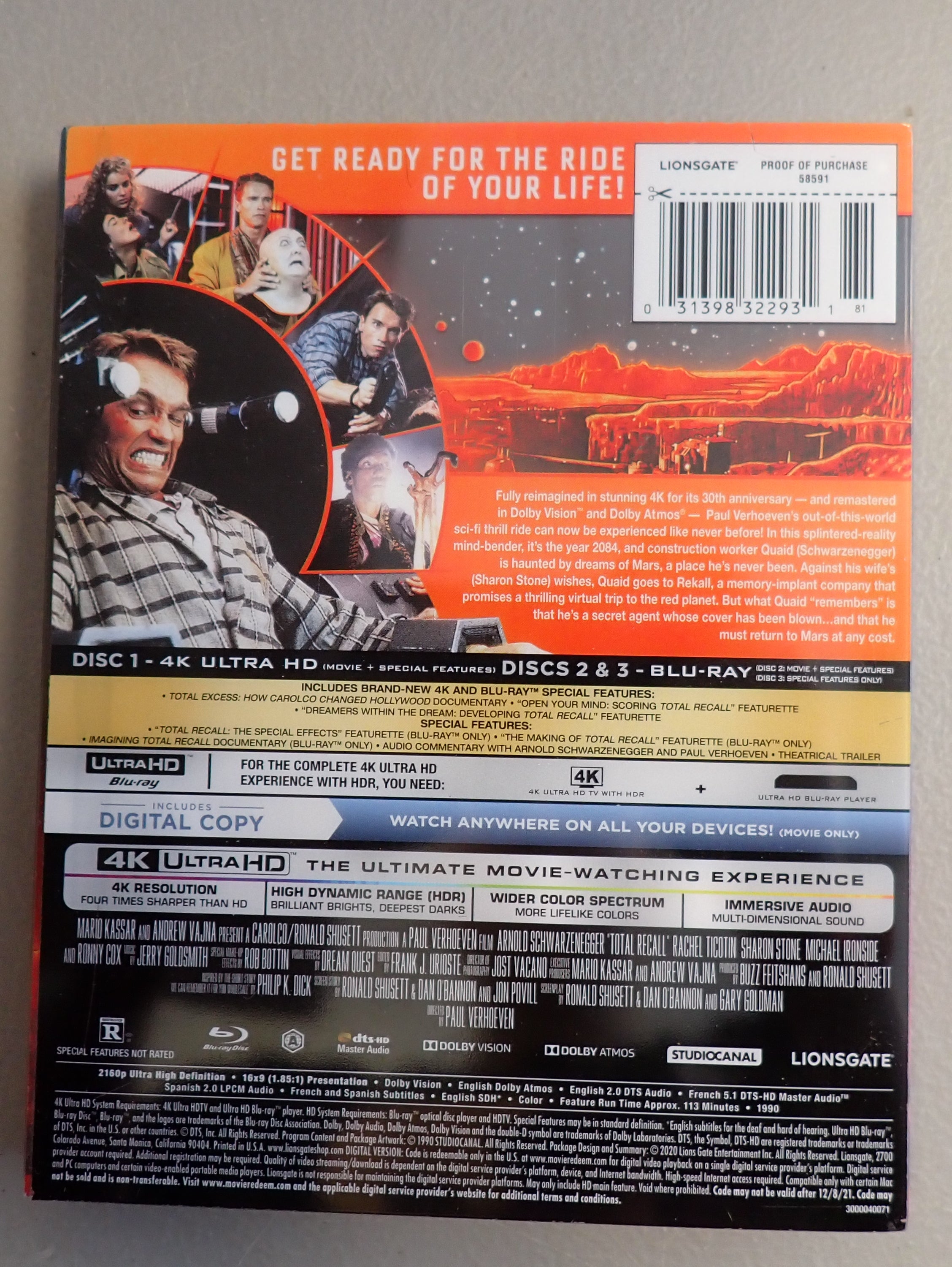 Total Recall (4K/Blu-ray, 2022, STEELBOOK, 3-Disc) w/ slip (Pre-owned)