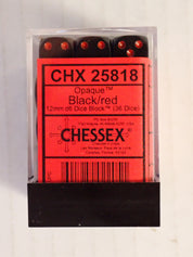 Chessex - 36 D6 Sets (Black with Red Pips) [Pre-Owned]