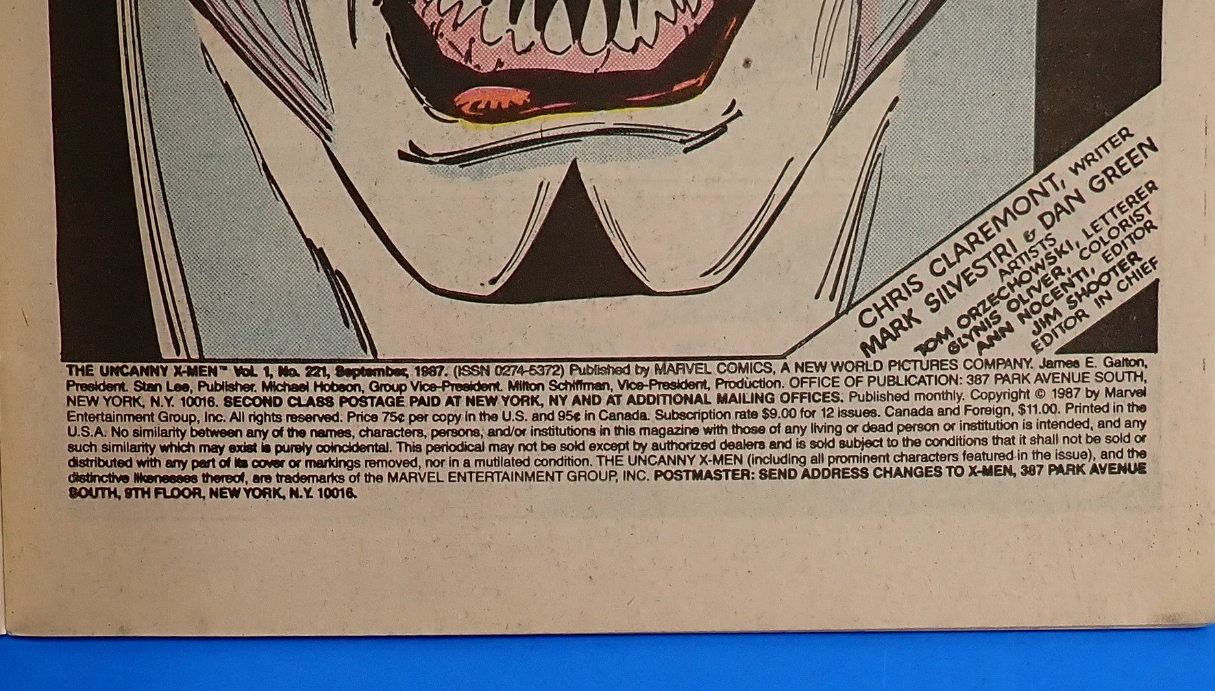 Uncanny X-Men #221 (1987) - VG+ (4.5) - 1st Full App. Mr. Sinister
